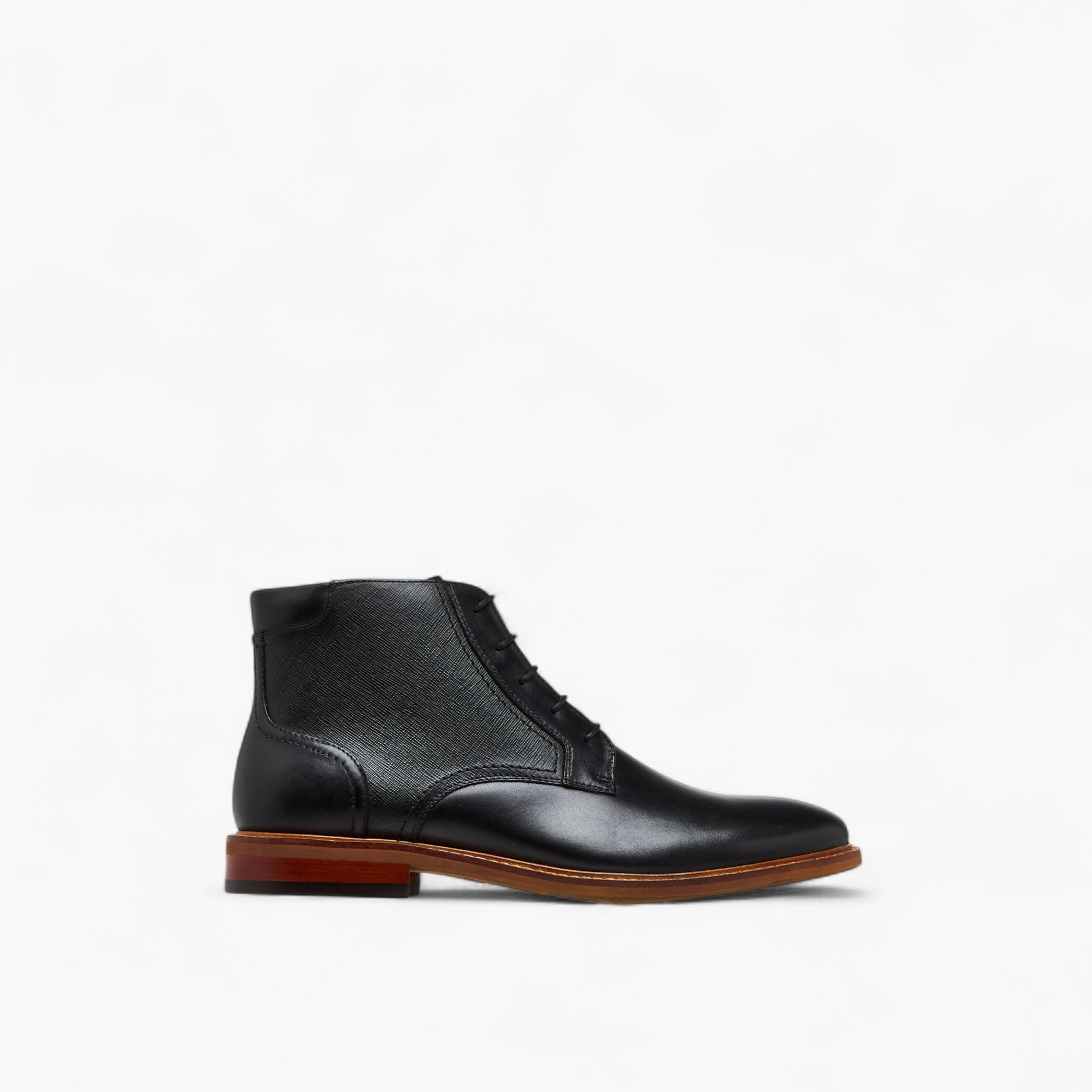 Duchini Men Solid Leather Ankle Boots with Zip Closure-men-shoes-boots-image-3