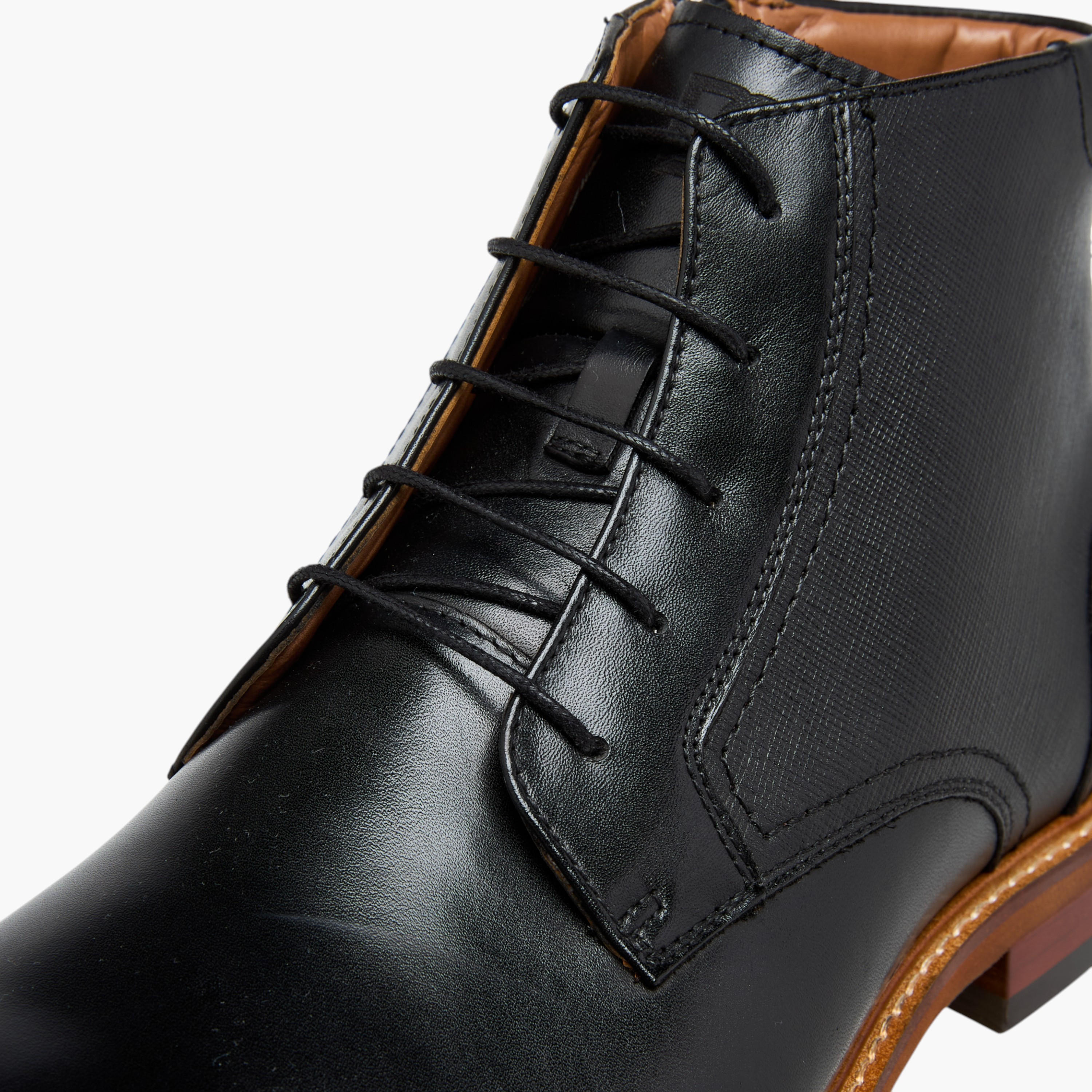 Duchini Men Solid Leather Ankle Boots with Zip Closure-men-shoes-boots-image-4