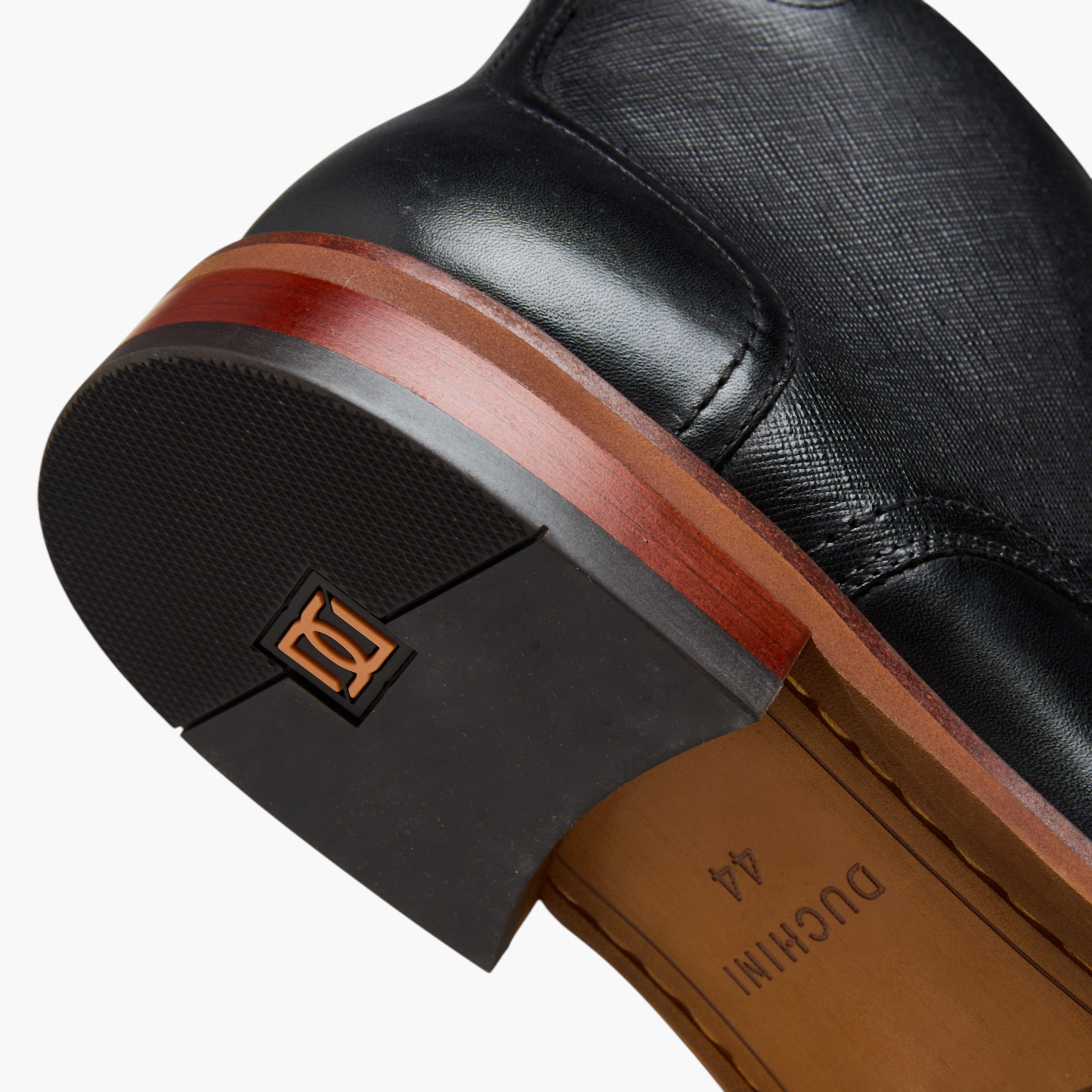 Duchini Men Solid Leather Ankle Boots with Zip Closure-men-shoes-boots-image-6
