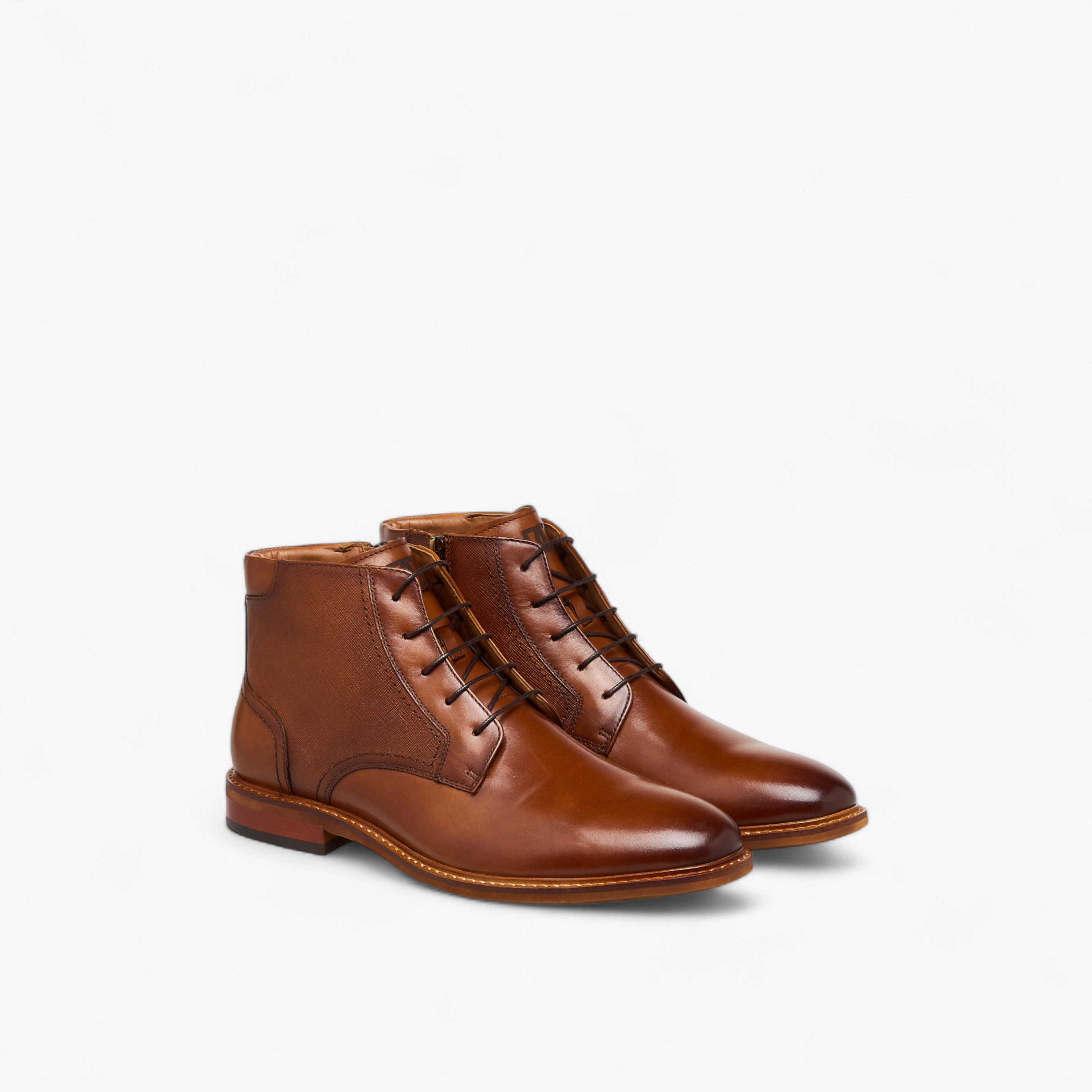 Duchini Men Solid Leather Ankle Boots with Zip Closure-men-shoes-boots-image-1