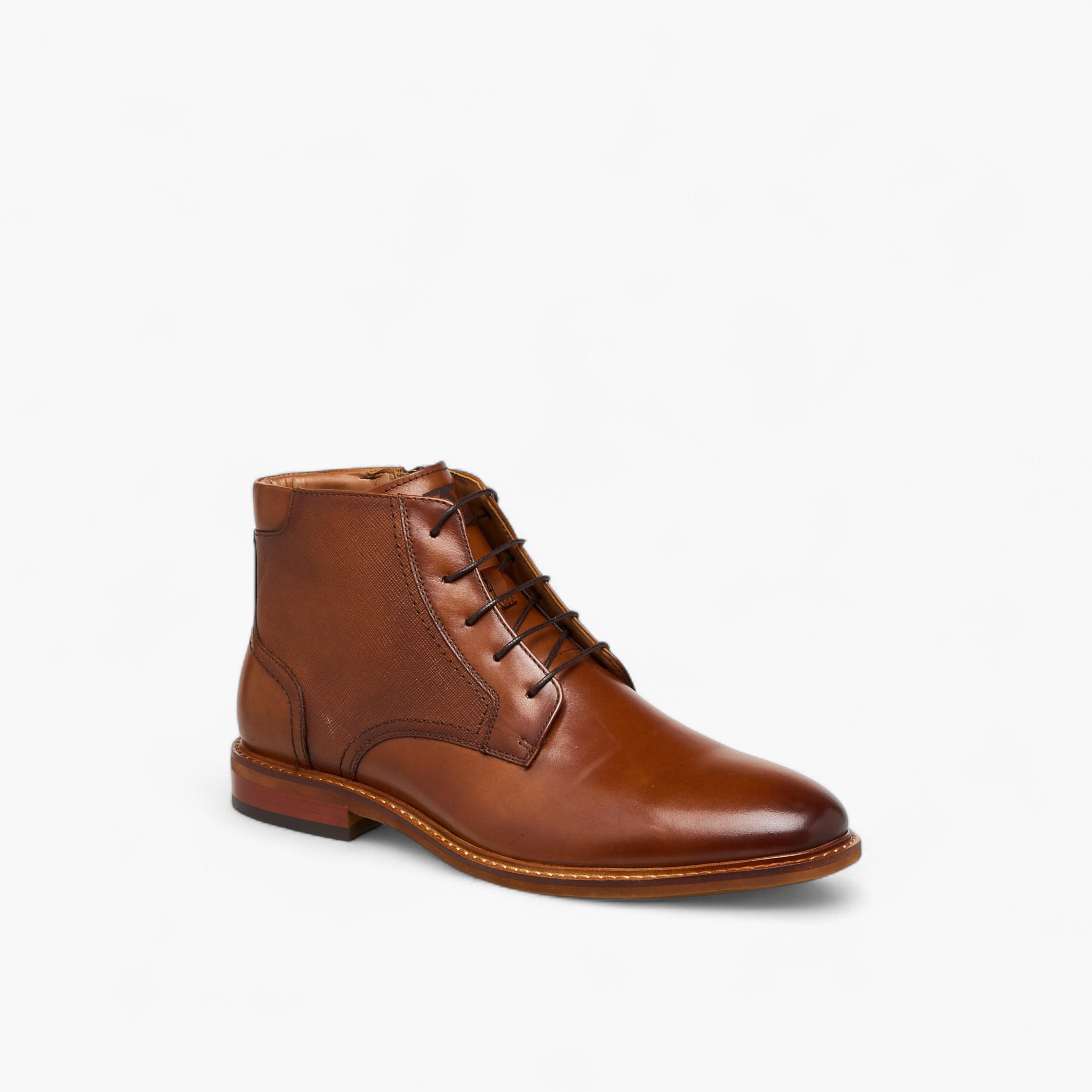 Duchini Men Solid Leather Ankle Boots with Zip Closure-men-shoes-boots-image-2