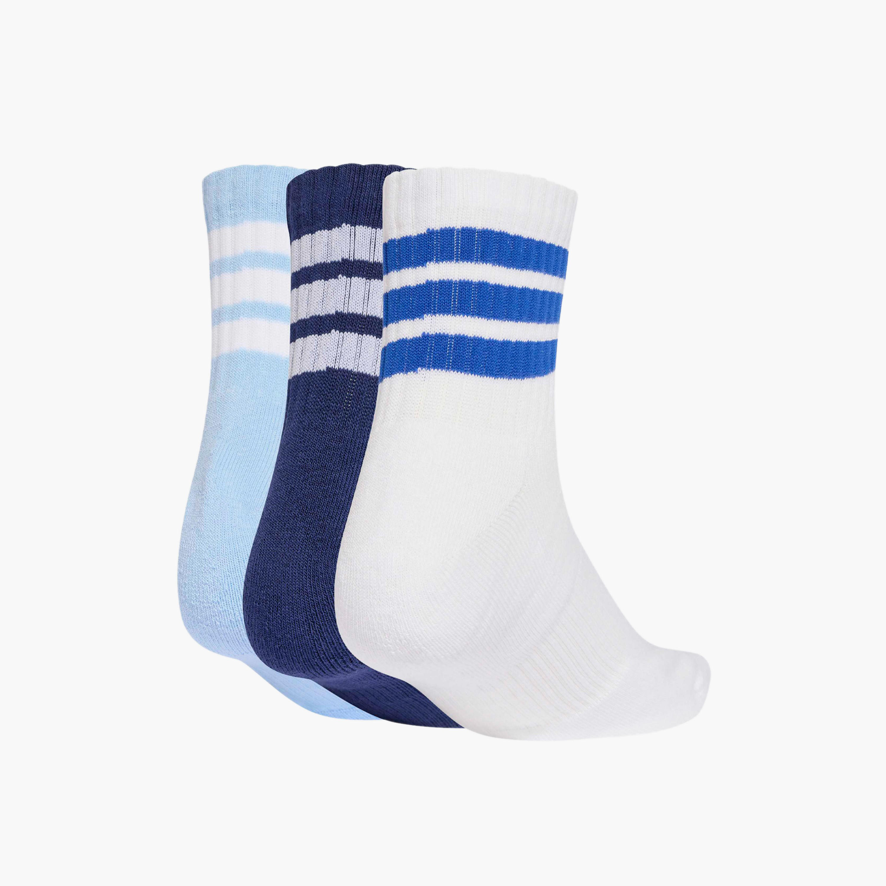 طقم جوارب بطول متوسطة الطول 3 أزواج مبطنة بثلاثة خطوط للرجال من أديداس-men-socks-image-2