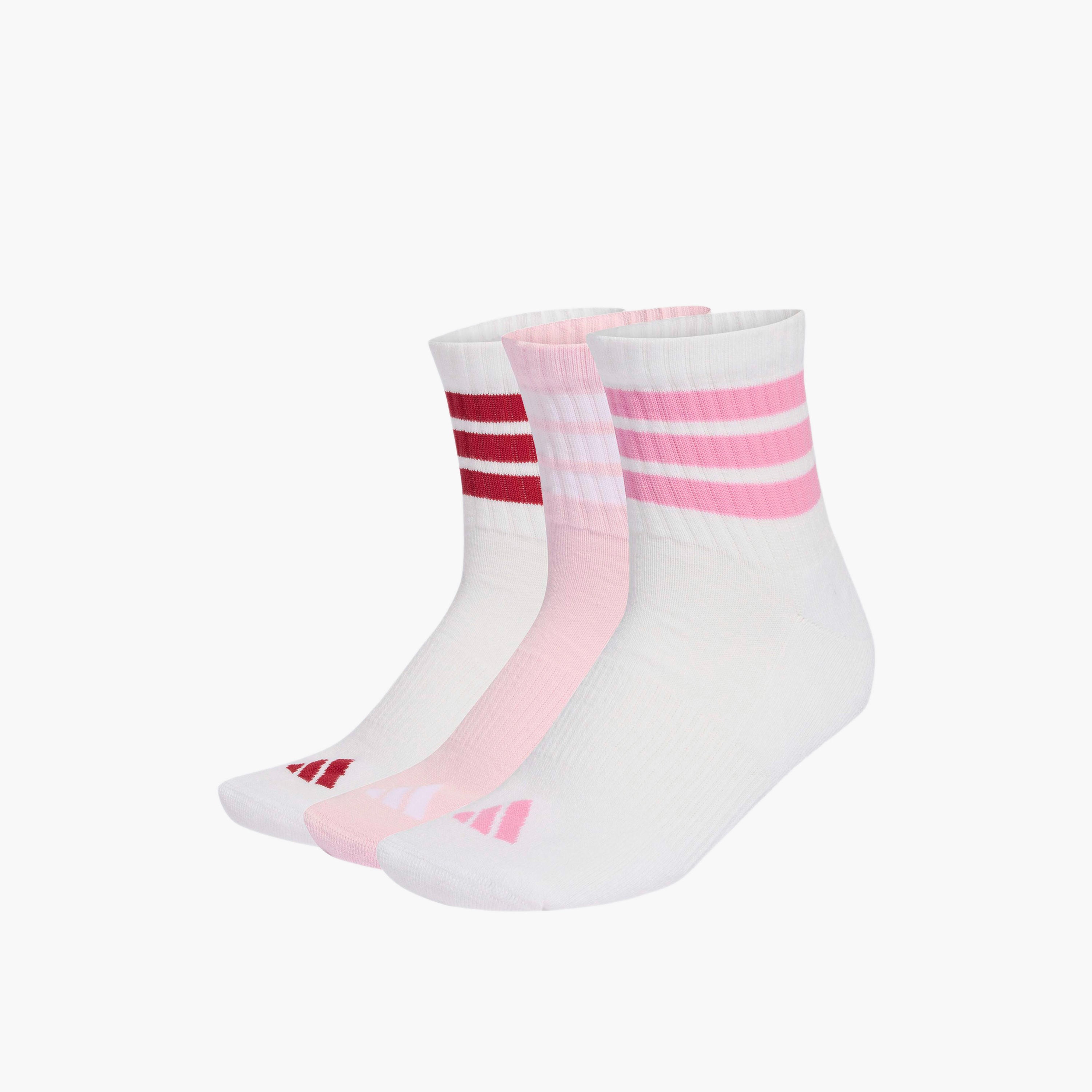 جوارب مبطنة بقصة متوسطة وبـ 3 خطوط للرجال من أديداس - طقم من 3 أزواج-men-socks-image-1