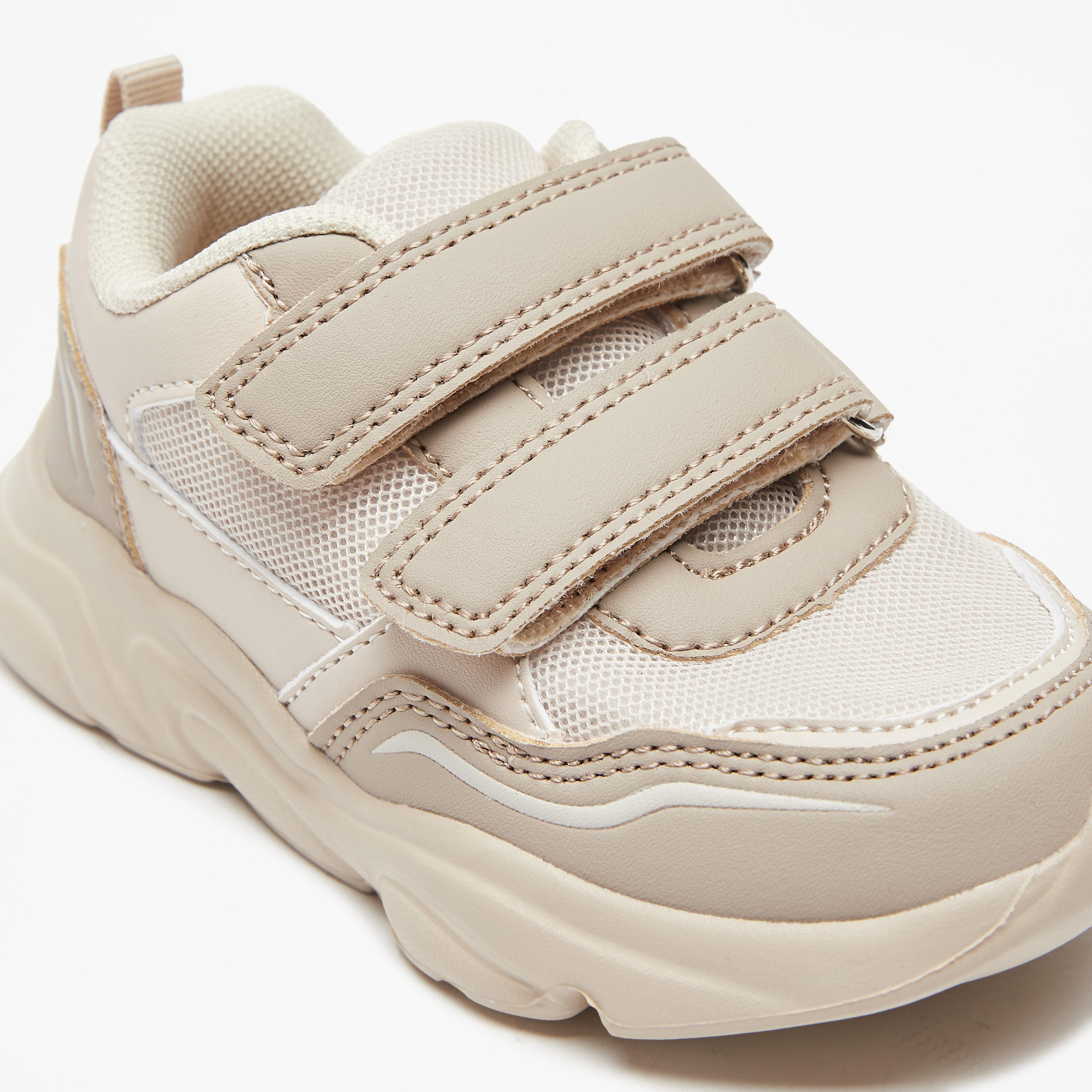 Mesh Textured Sneakers with Hook and Loop Closure-boys-shoes-schoolshoes-image-5