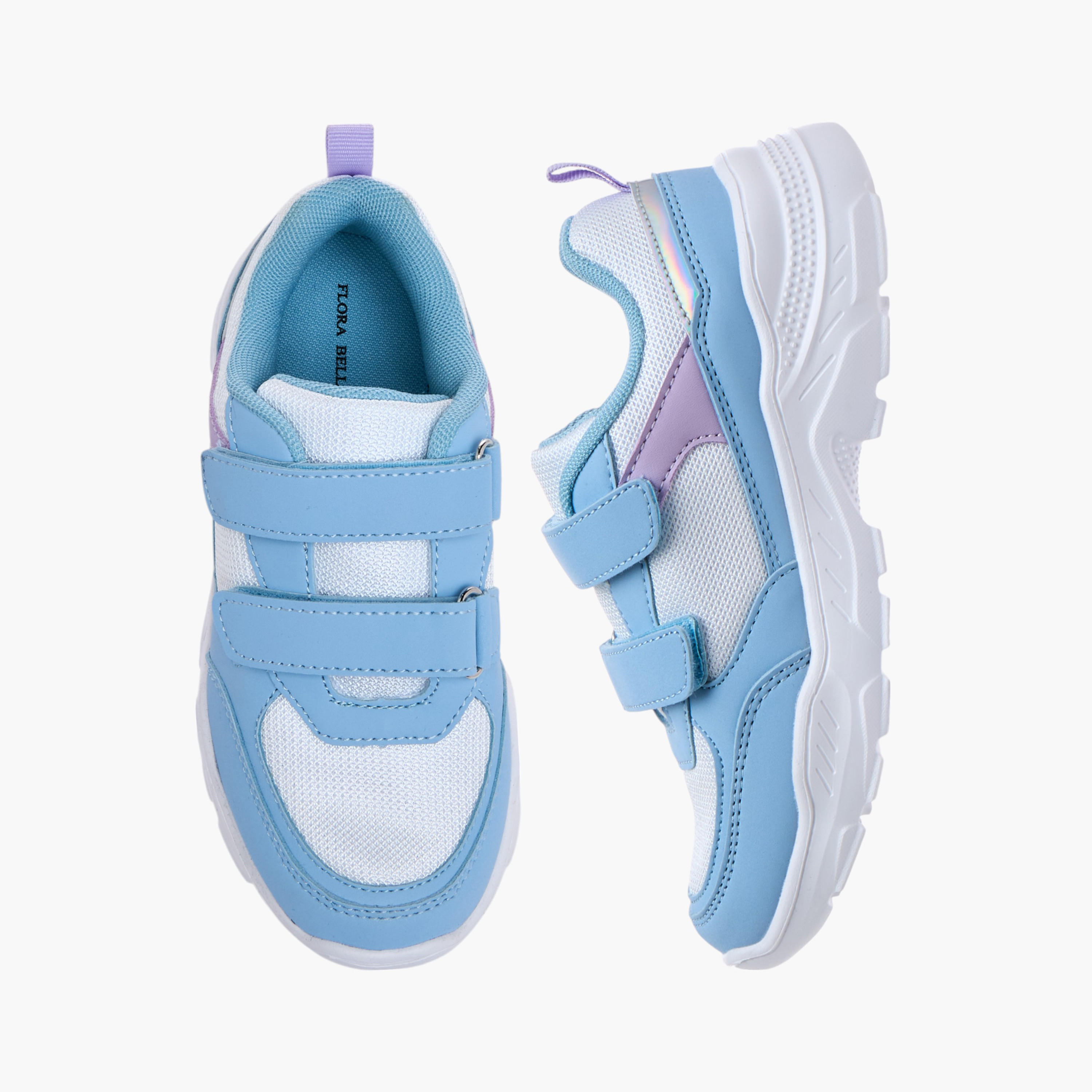 Flora Bella Panelled Sneakers with Hook and Loop Closure-girls-shoes-sneakers-image-1