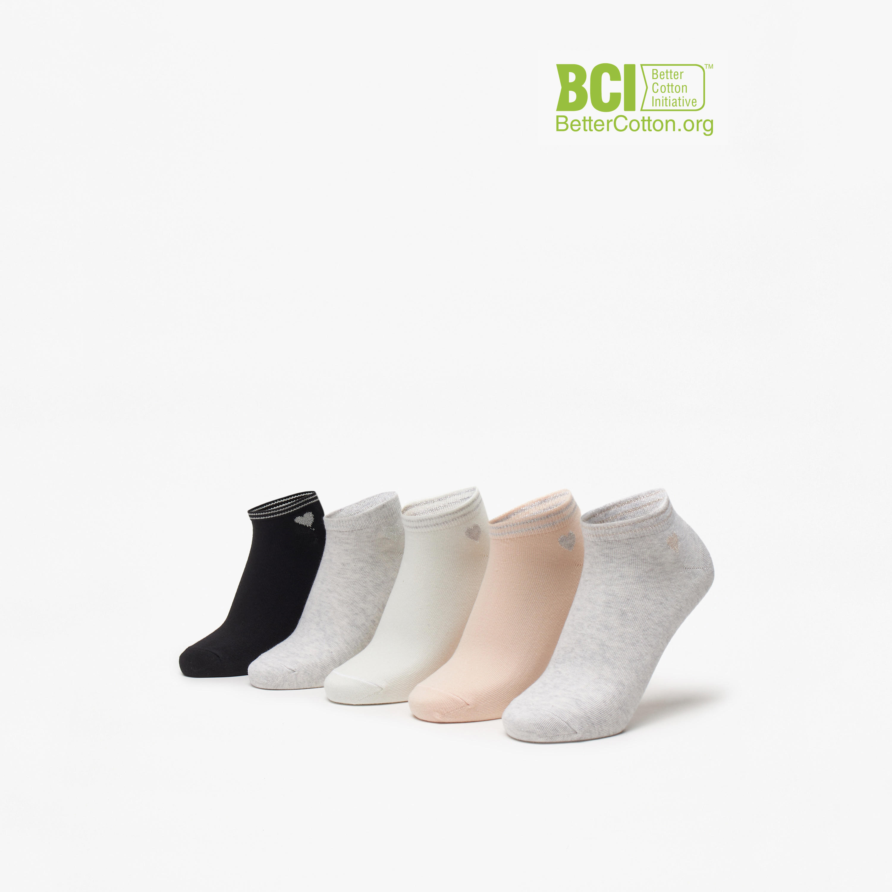 Celeste Heart Print Ankle Length Socks - Set of 5-women-socksandstockings-image-1