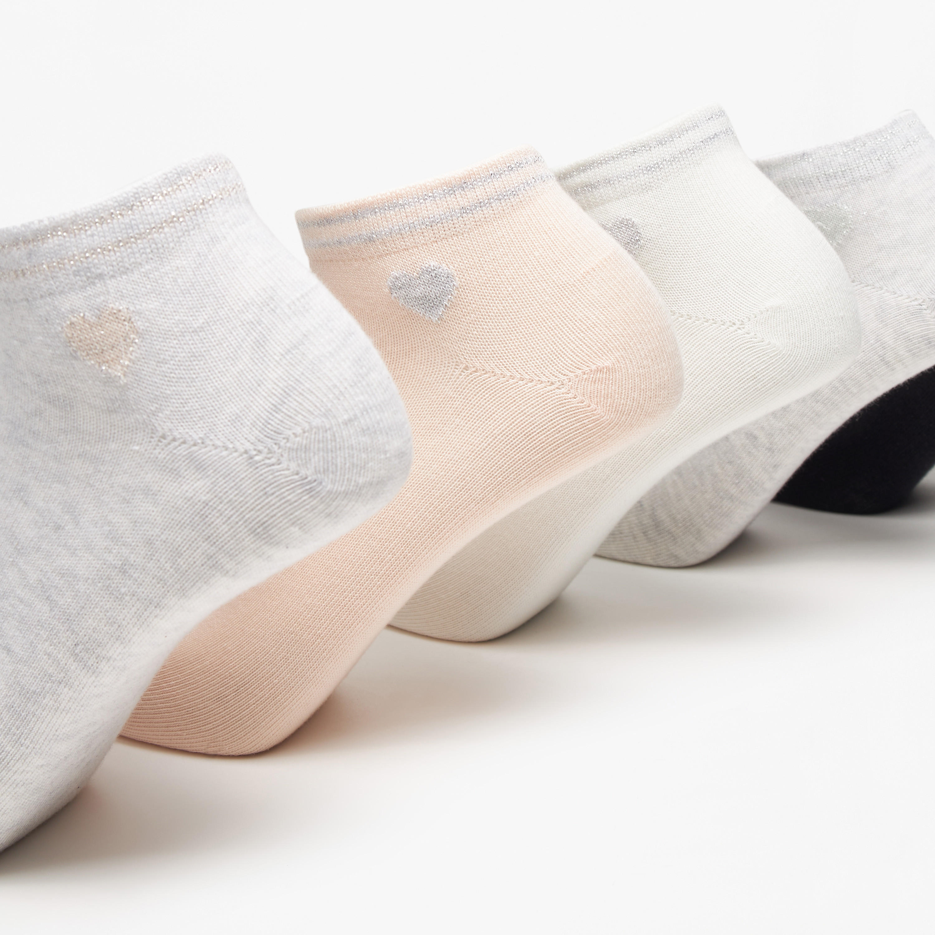 Celeste Heart Print Ankle Length Socks - Set of 5-women-socksandstockings-image-4