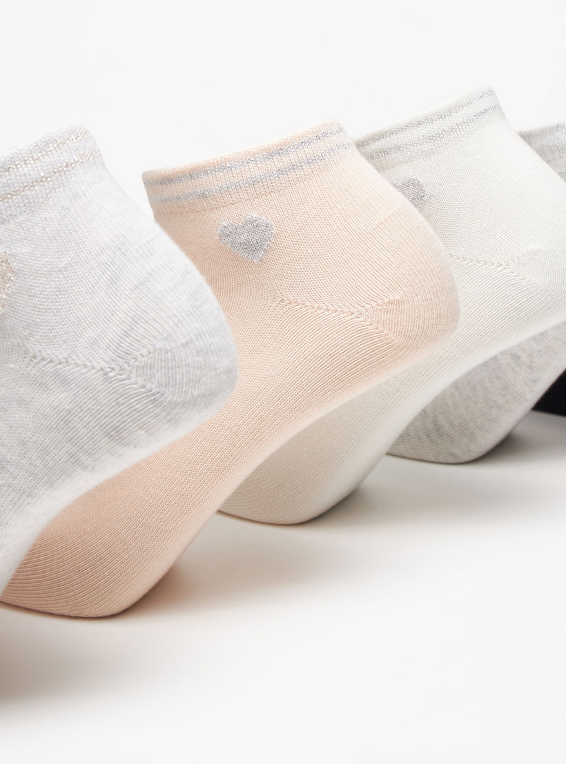 Celeste Heart Print Ankle Length Socks - Set of 5-women-socksandstockings-image-4