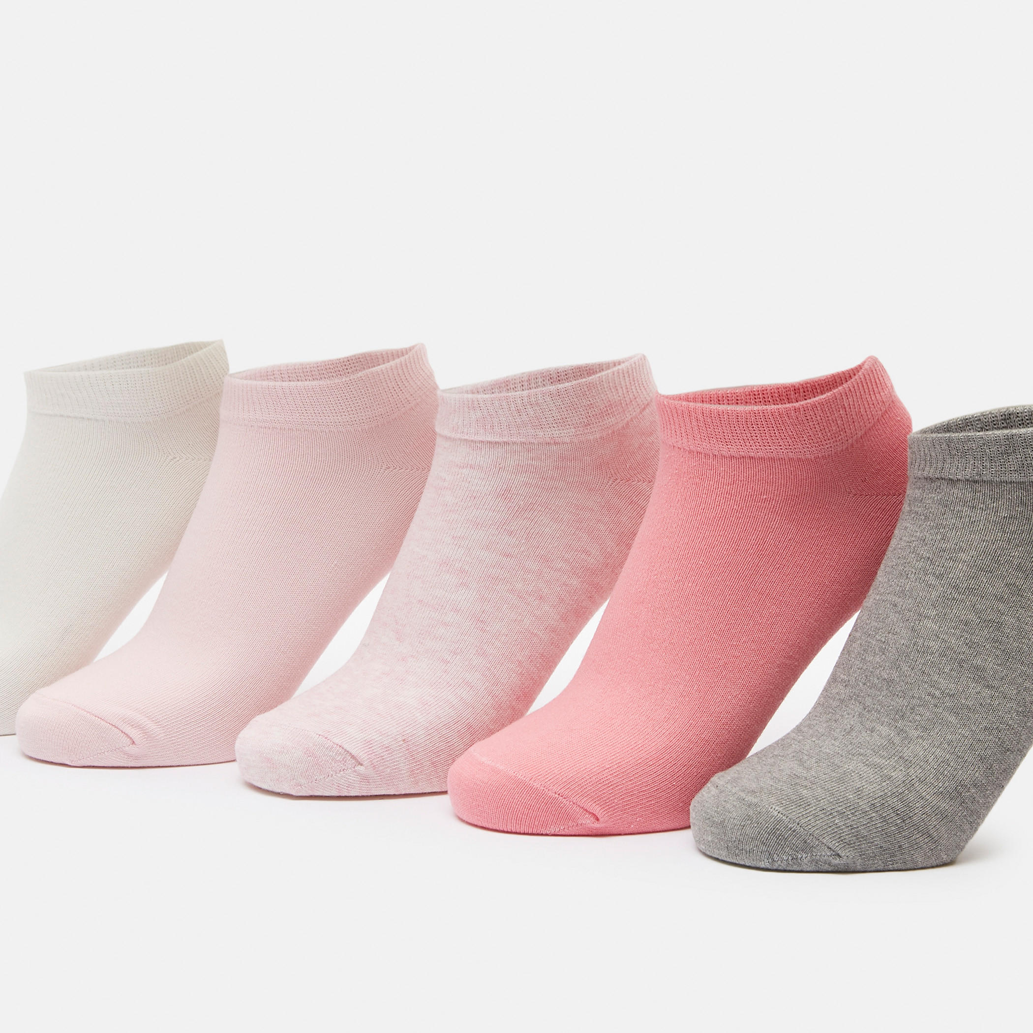 Shoemart Solid Ankle Length Socks - Set of 5-women-socksandstockings-image-2
