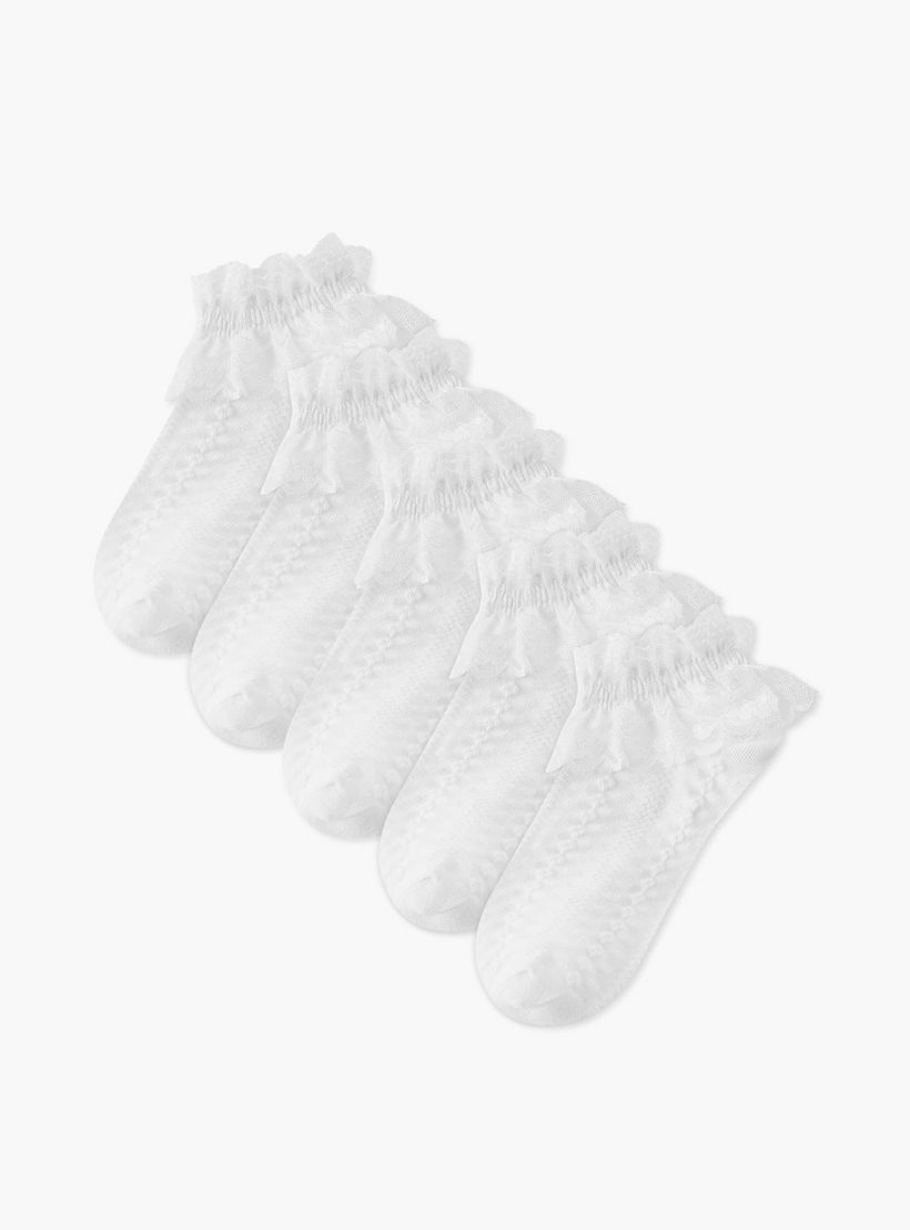Pack of 5 Juniors Girls Socks Ankle Length-girls-accessories-socks-image-1