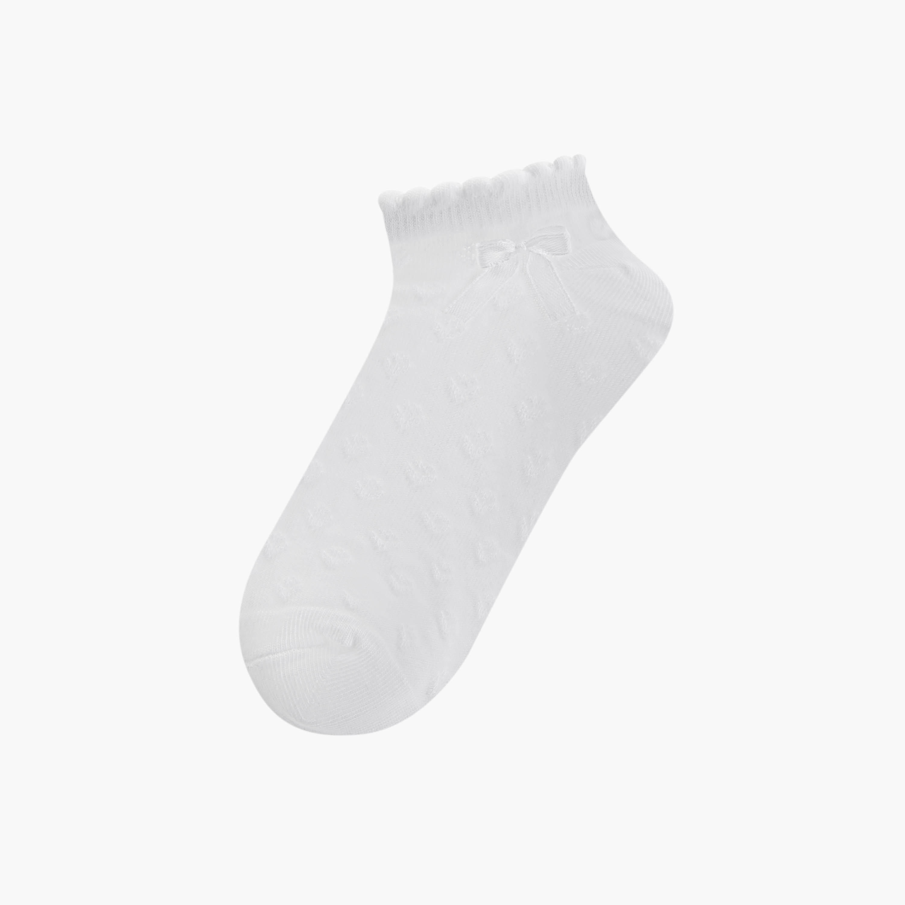 Solid Ankle Length Socks with Bow Detail - Set of 5-girls-accessories-socks-image-2