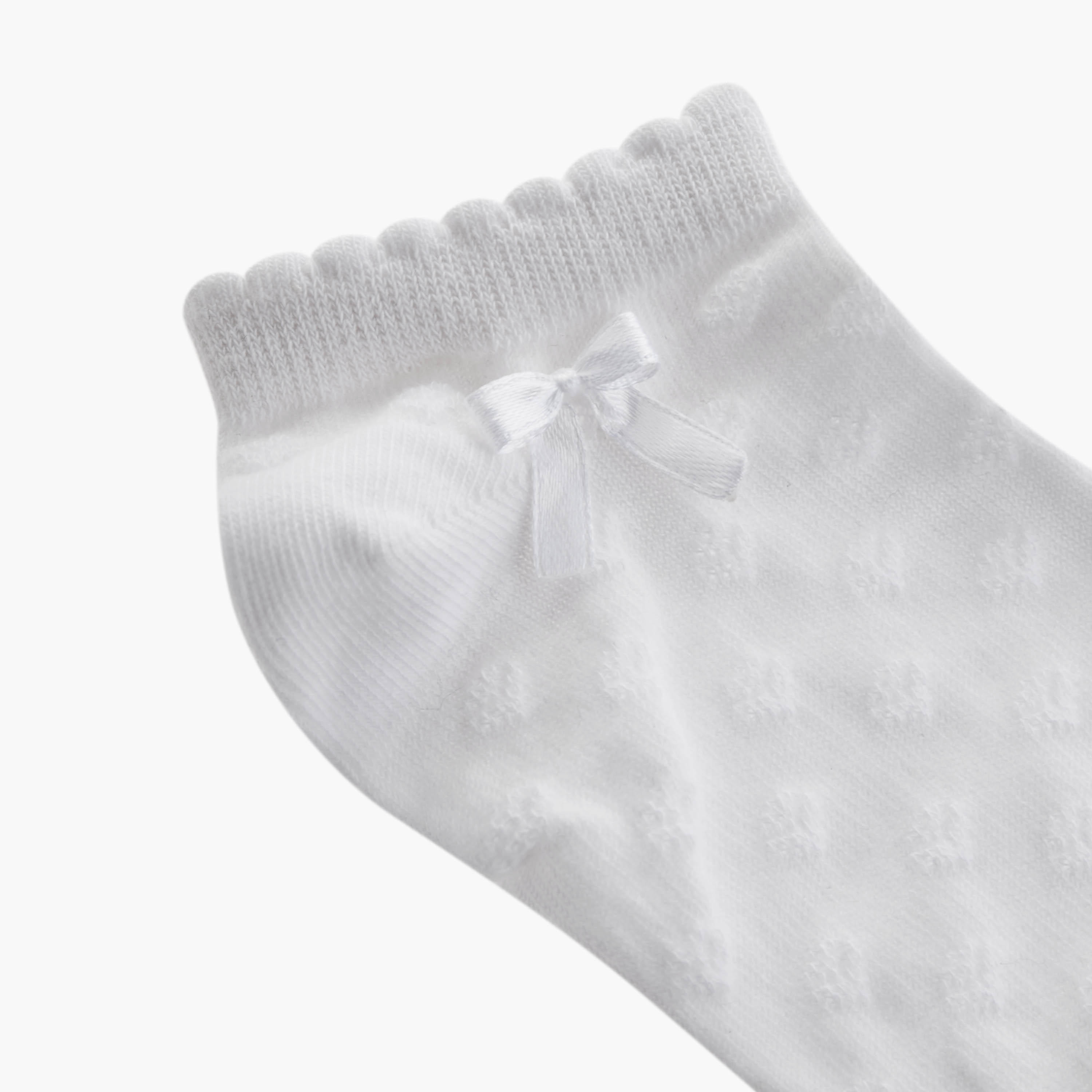 Solid Ankle Length Socks with Bow Detail - Set of 5-girls-accessories-socks-image-3