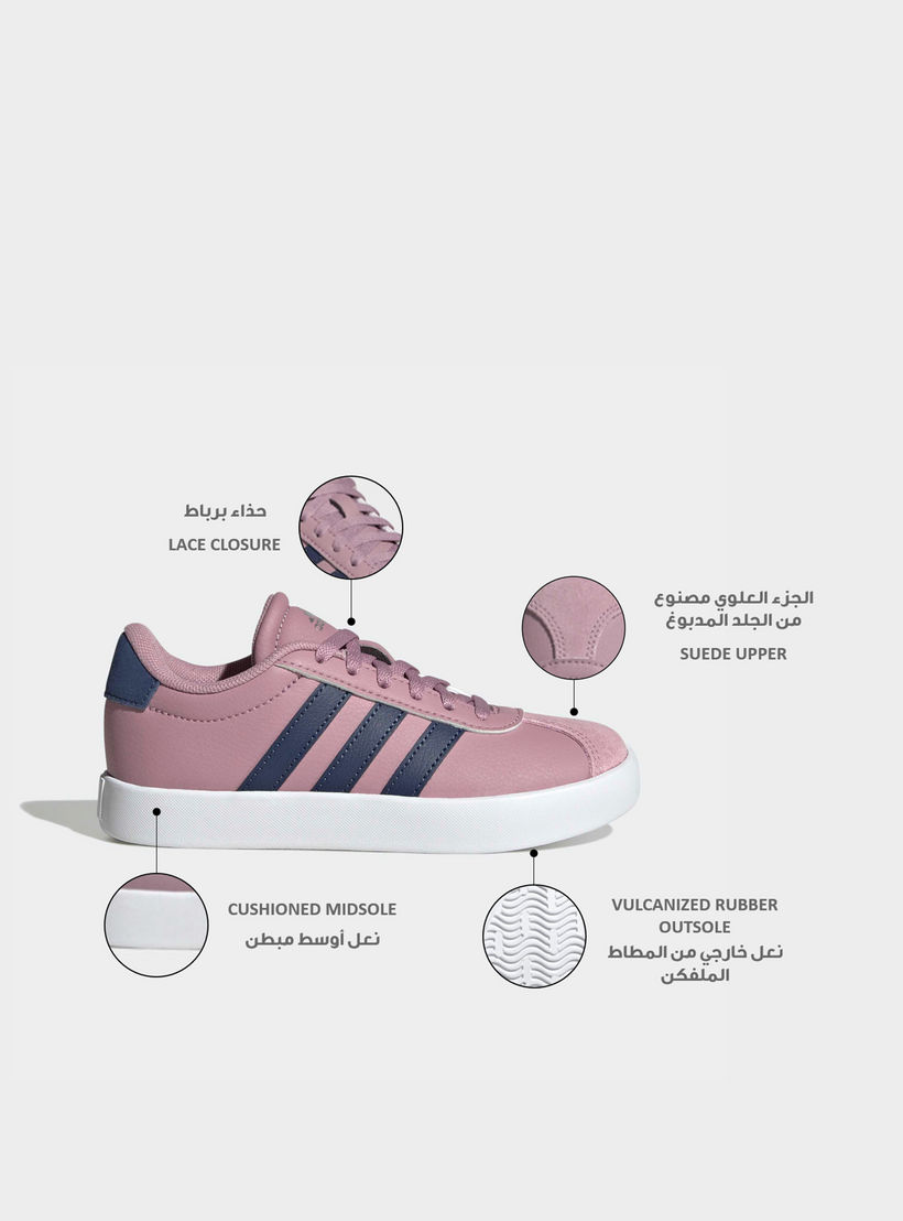 Adidas Girls VL Court 3.0 Suede Lace-Up Ankle Sneakers-girls-shoes-sneakers-image-2
