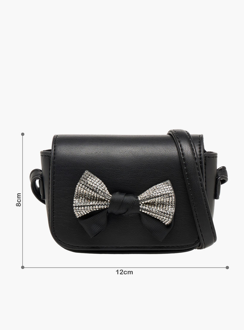 شنطة كروس بودي بفيونكة مزينة وحزام سلسلة من فلورا بيلا-girls-accessories-bags-image-2