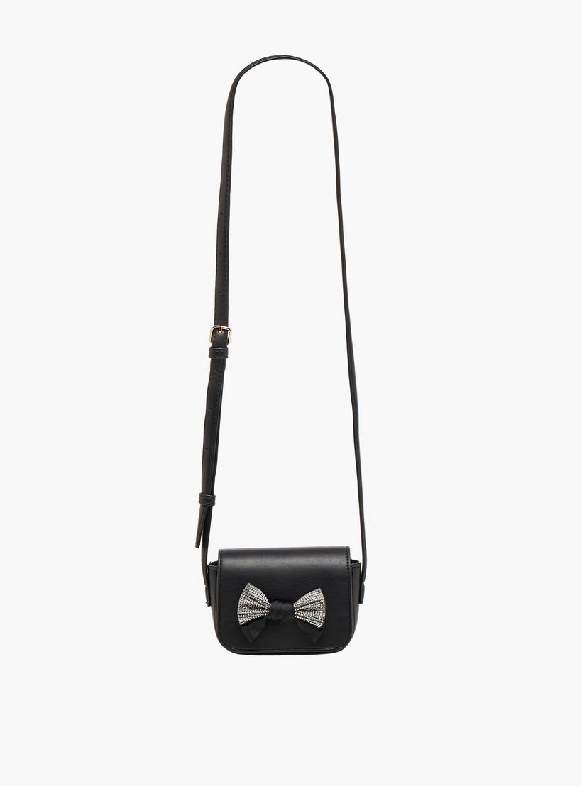 شنطة كروس بودي بفيونكة مزينة وحزام سلسلة من فلورا بيلا-girls-accessories-bags-image-3