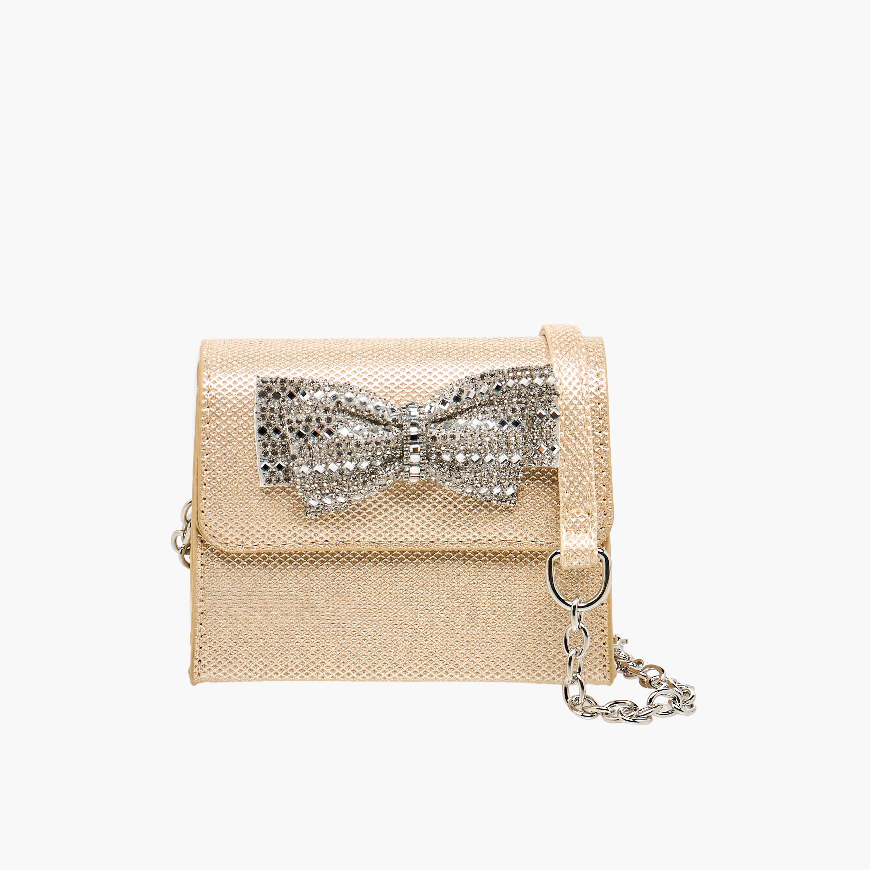 شنطة كروس بودي مزينة بفيونكة مع حزام سلسلة من فلورا بيلا-girls-accessories-bags-image-1