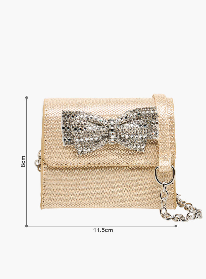 شنطة كروس بودي مزينة بفيونكة مع حزام سلسلة من فلورا بيلا-girls-accessories-bags-image-2