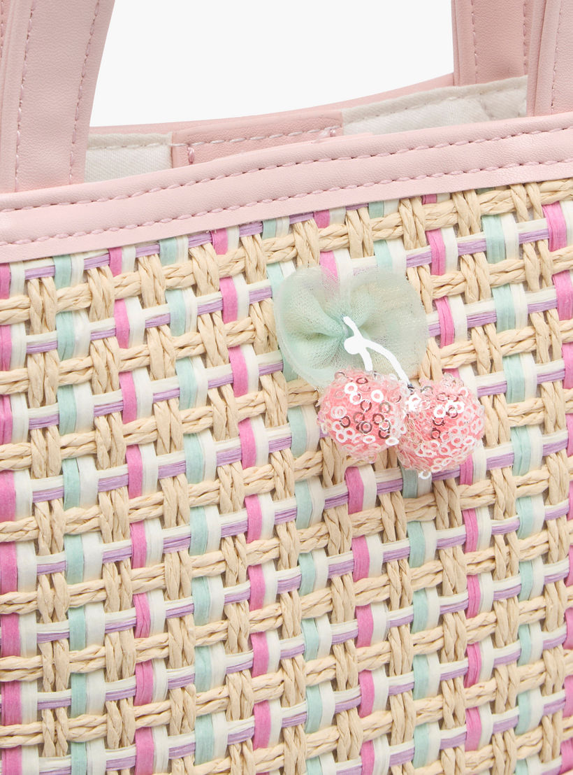 شنطة توتي بارزة الملمس بمقبض مزدوج وزر إغلاق مغناطيسي من فلورا بيلا-girls-accessories-bags-image-4