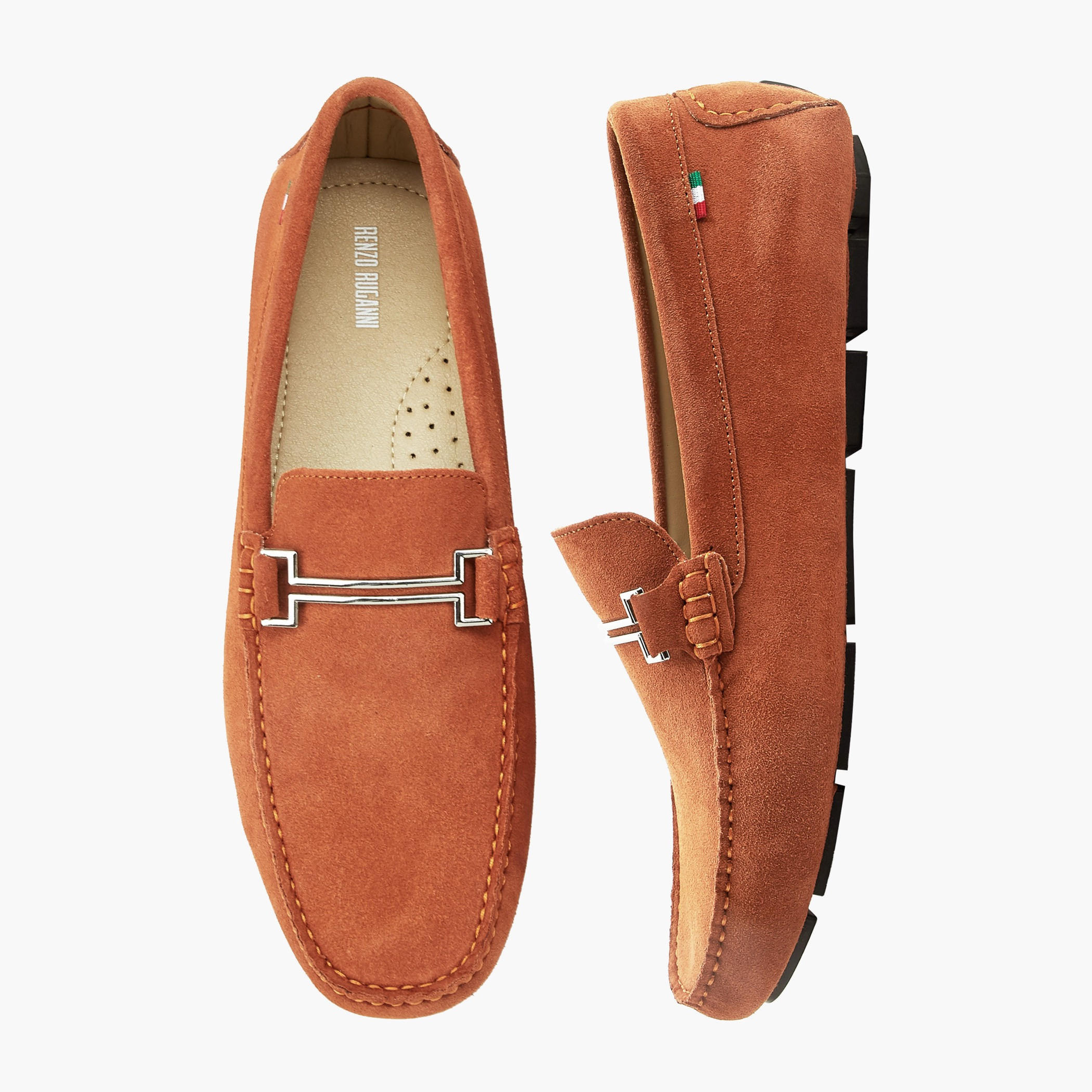 Renzo Ruganni Men Metallic Trim Suede Leather Moccasins-men-shoes-loafersandmoccasins-image-1