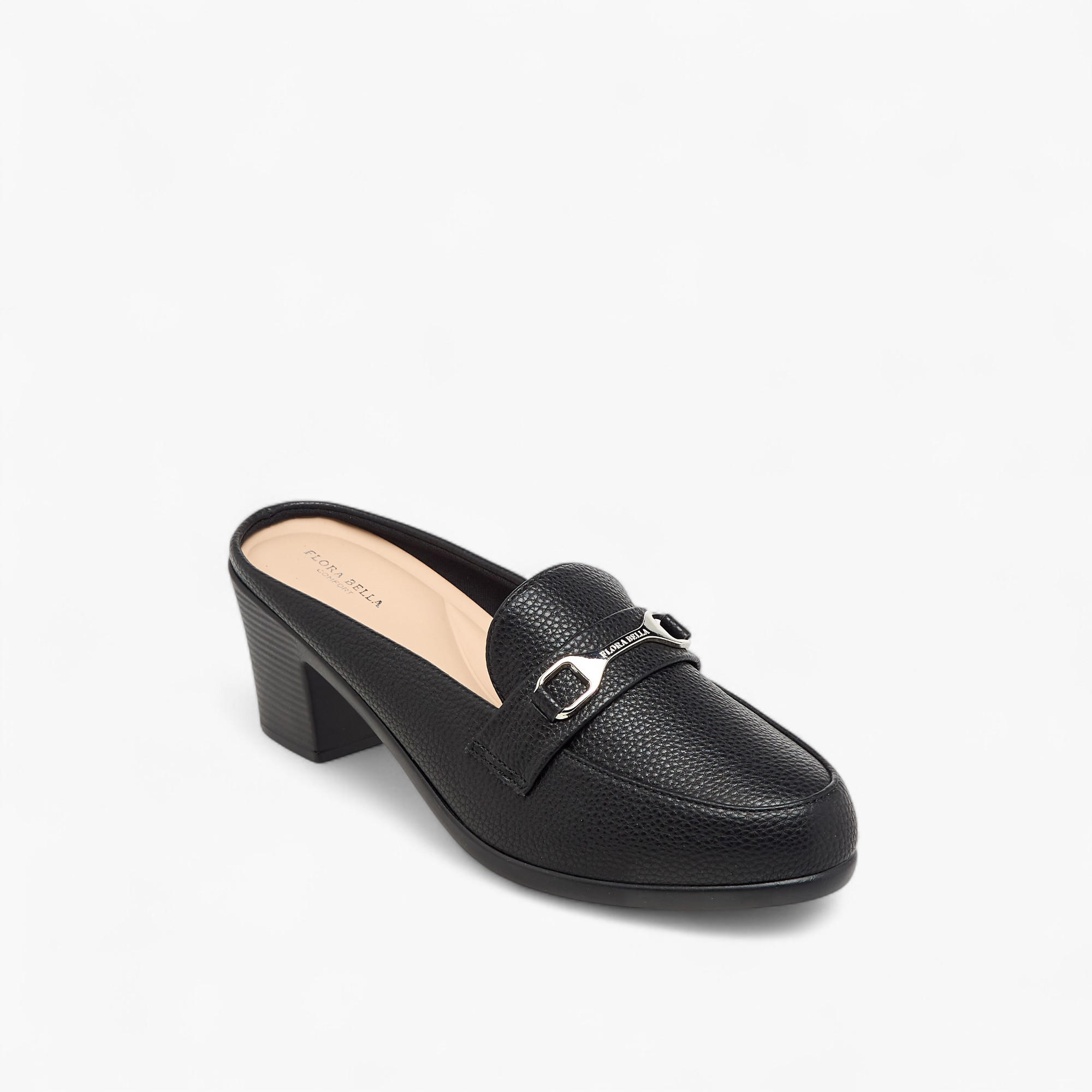 Flora Bella Textured Slip-On Mules with Metal Accent and Block Heels-women-shoes-heels-image-2
