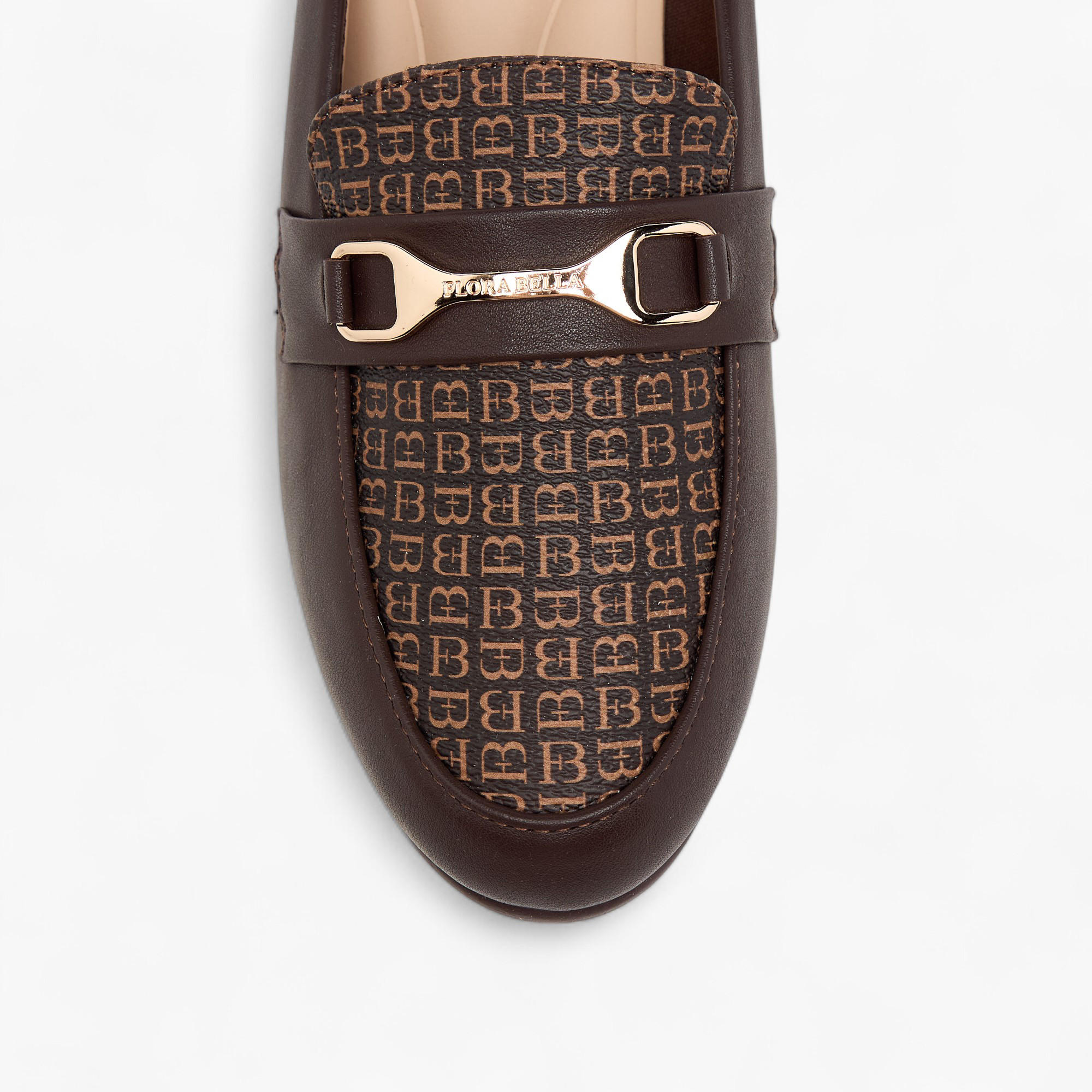 Flora Bella Monogram Print Slip-On Mules with Metal Accent and Block Heels-women-shoes-heels-image-4