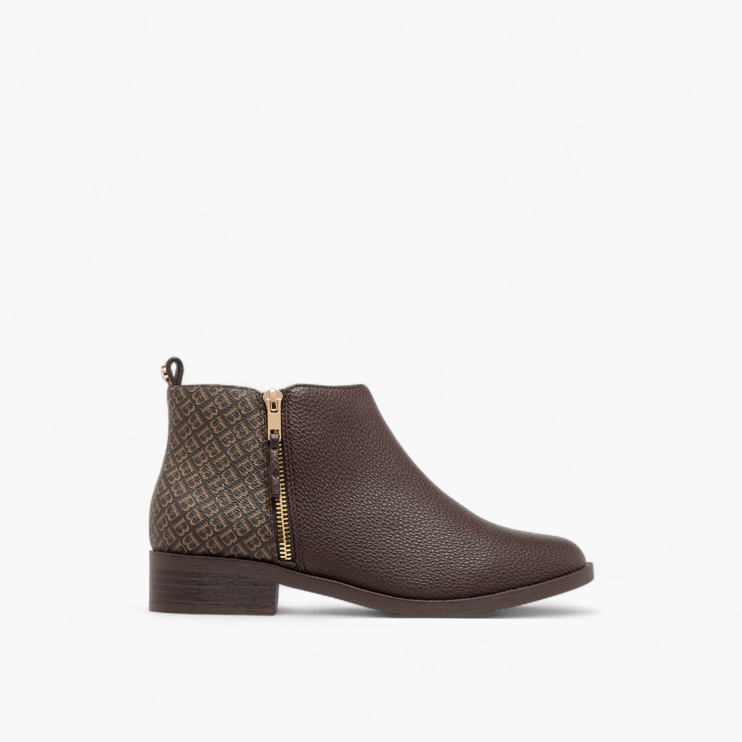 Flora Bella Monogram Print Ankle Boots with Block Heels and Zip Closure-women-shoes-boots-image-3