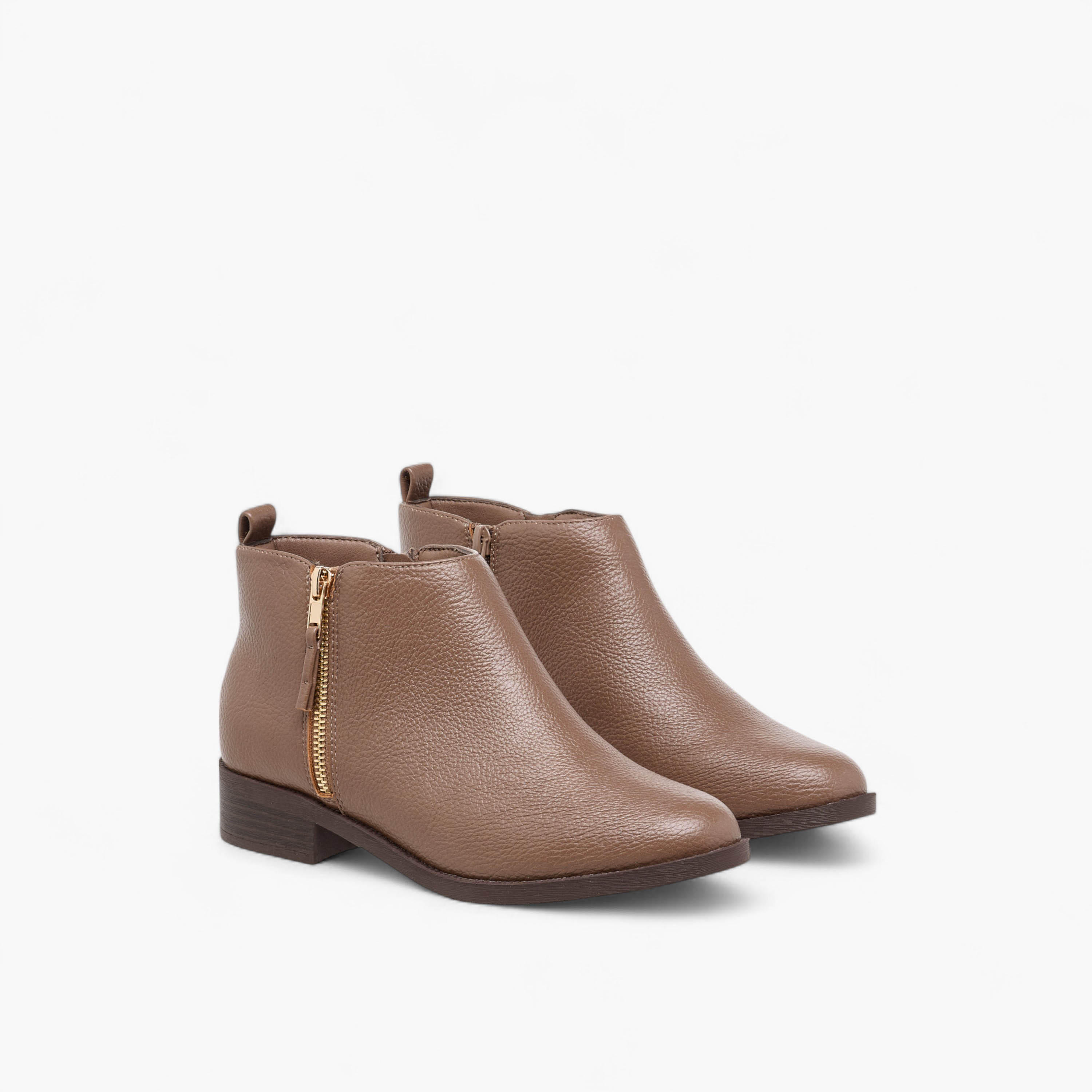 Flora Bella Solid Ankle Boots with Zip Closure-women-shoes-boots-image-1