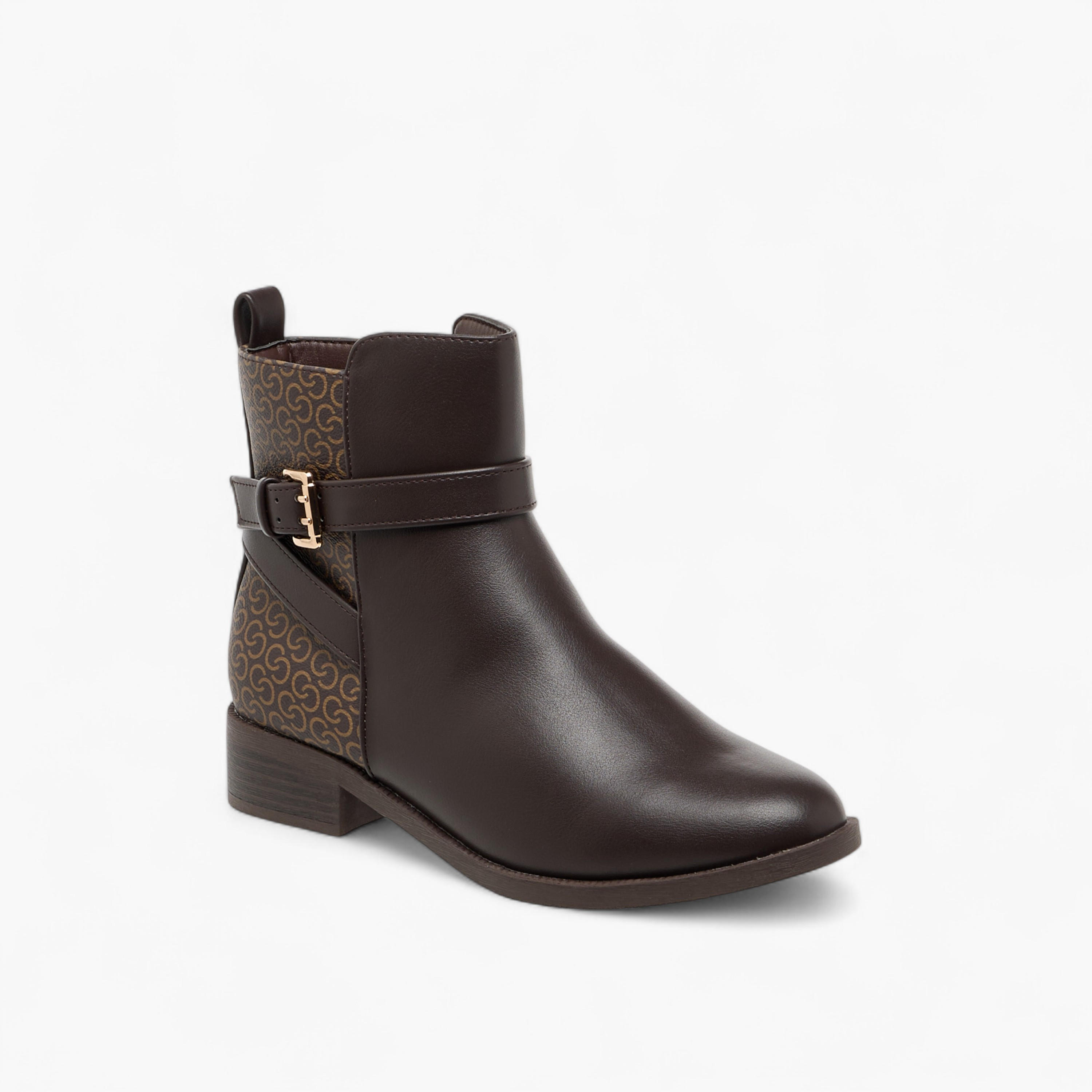 بوت بطول الكاحل بكعب سميك وسحاب إغلاق وطبعات مونوجرام للنساء من سيليست-women-shoes-boots-image-3