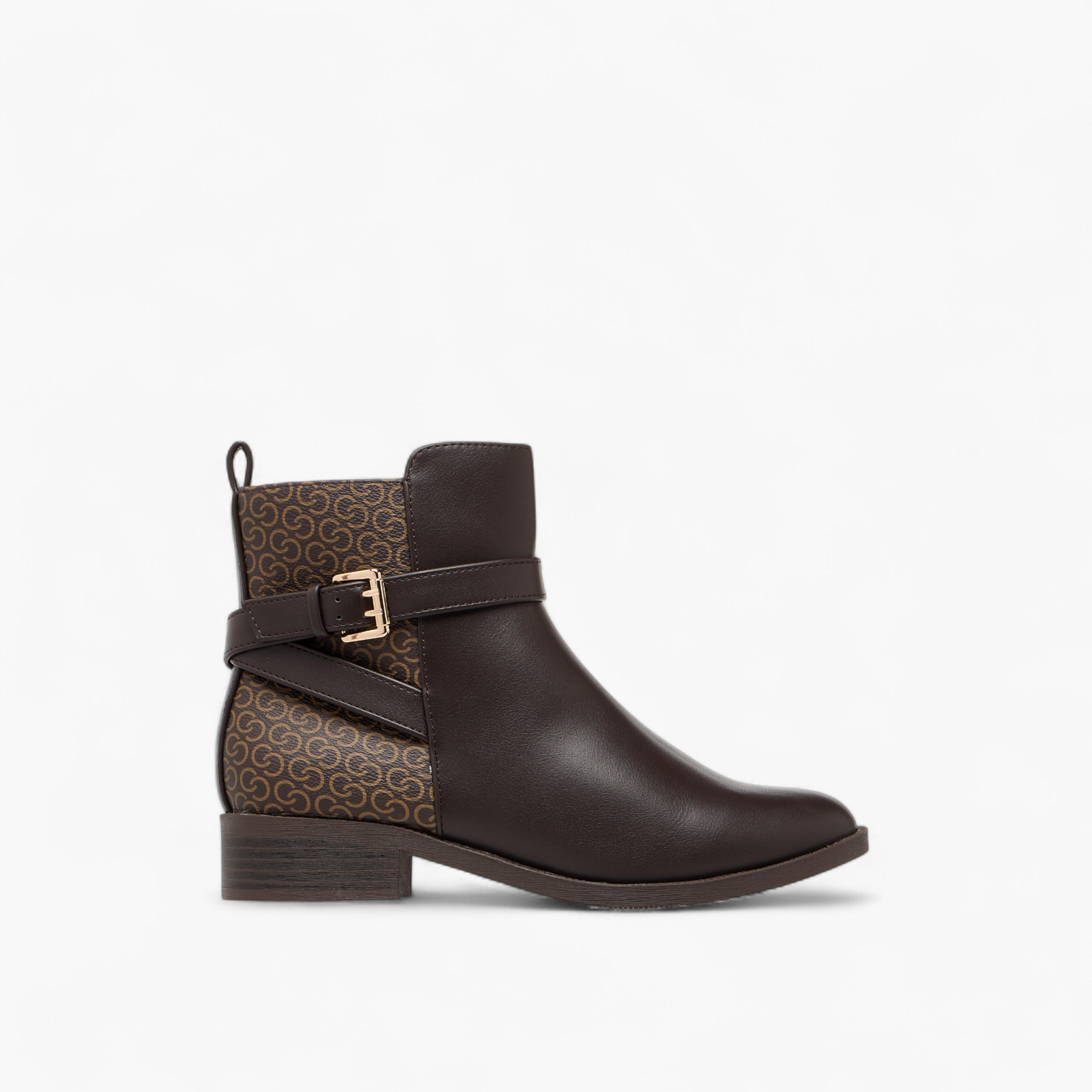 بوت بطول الكاحل بكعب سميك وسحاب إغلاق وطبعات مونوجرام للنساء من سيليست-women-shoes-boots-image-4