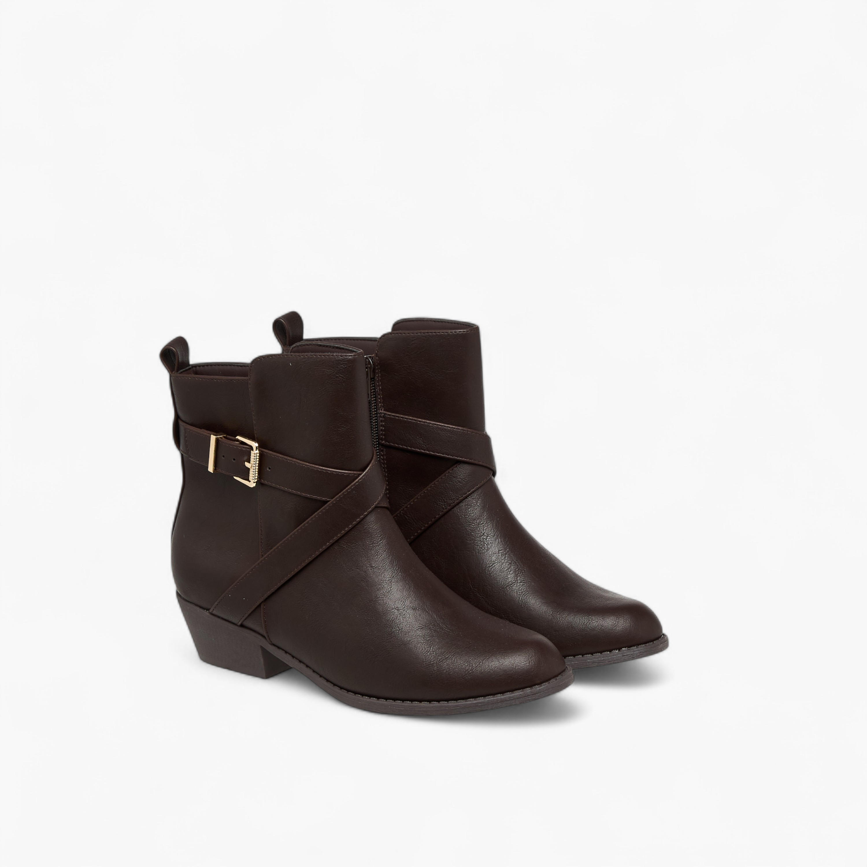 بوت سادة بطول الكاحل وبسحاب إغلاق من فلورا بيلا-women-shoes-boots-image-1