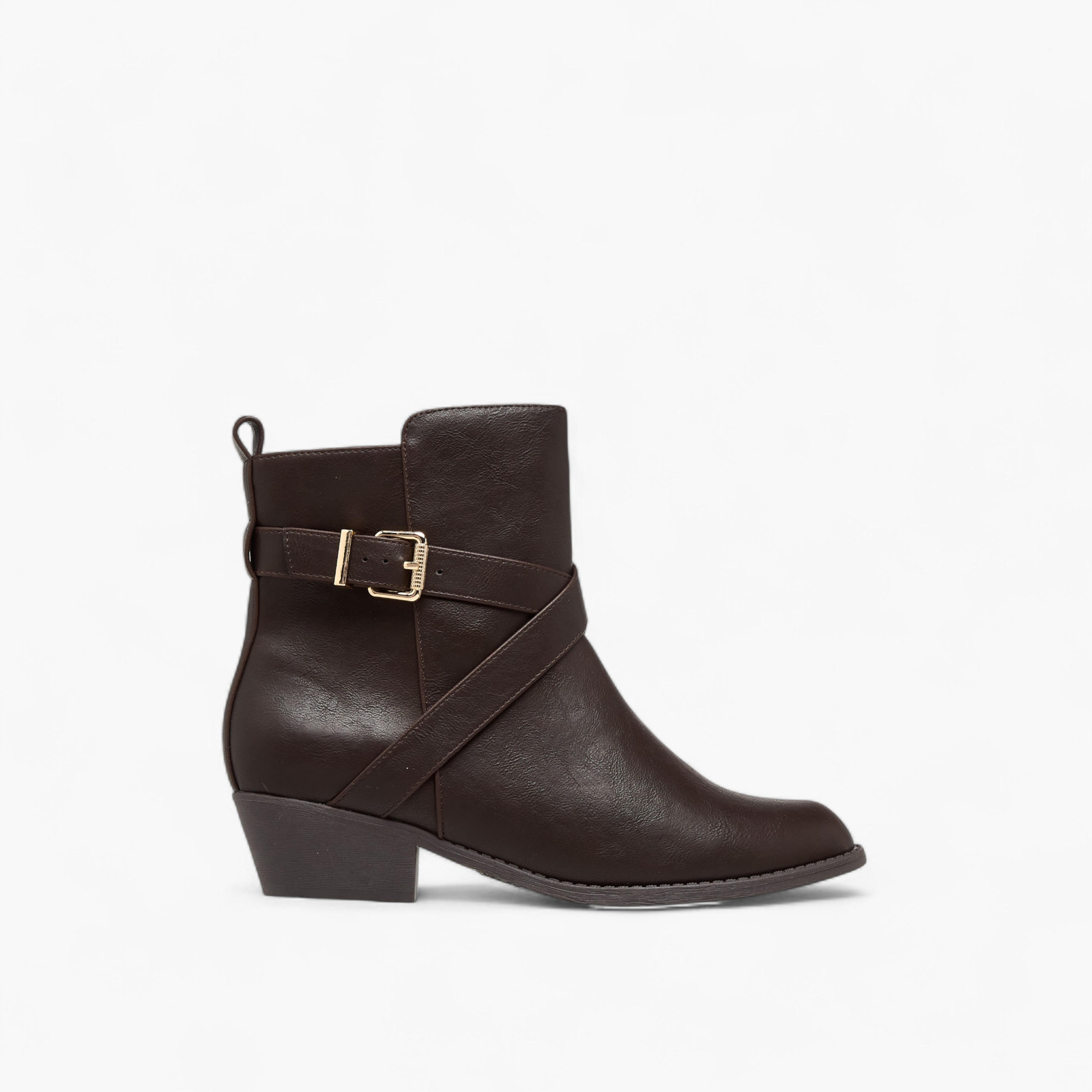 بوت سادة بطول الكاحل وبسحاب إغلاق من فلورا بيلا-women-shoes-boots-image-3