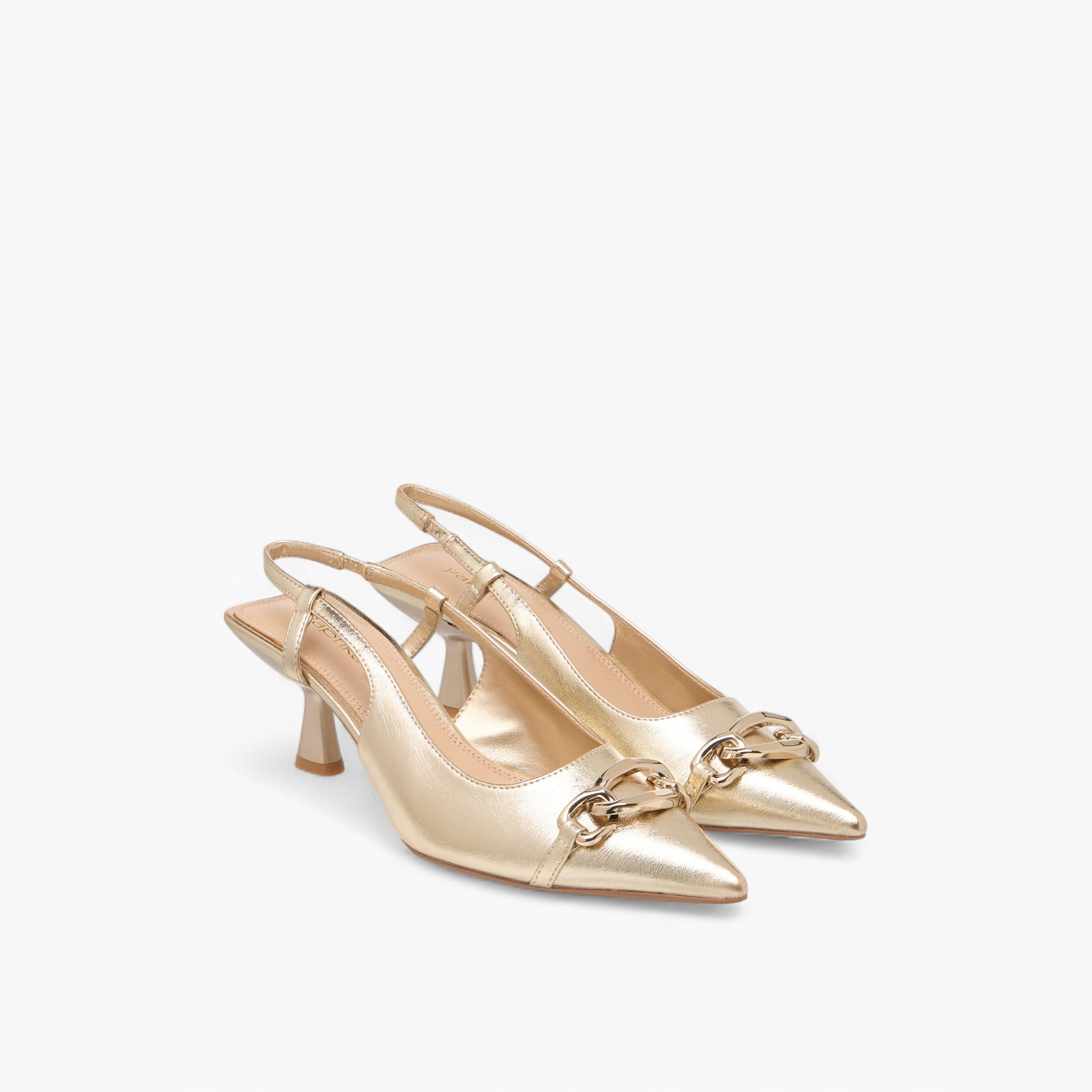 Paprika Metal Accent Slingback Shoes with Kitten Heels-women-shoes-heels-image-1