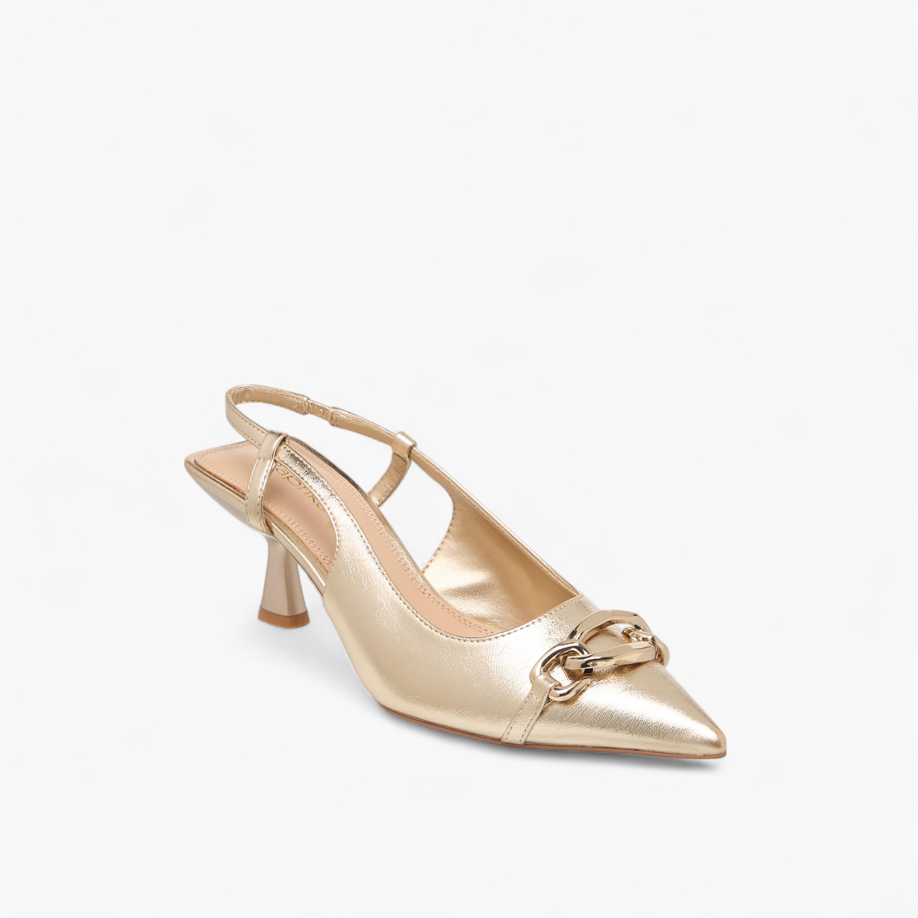 Paprika Metal Accent Slingback Shoes with Kitten Heels-women-shoes-heels-image-2