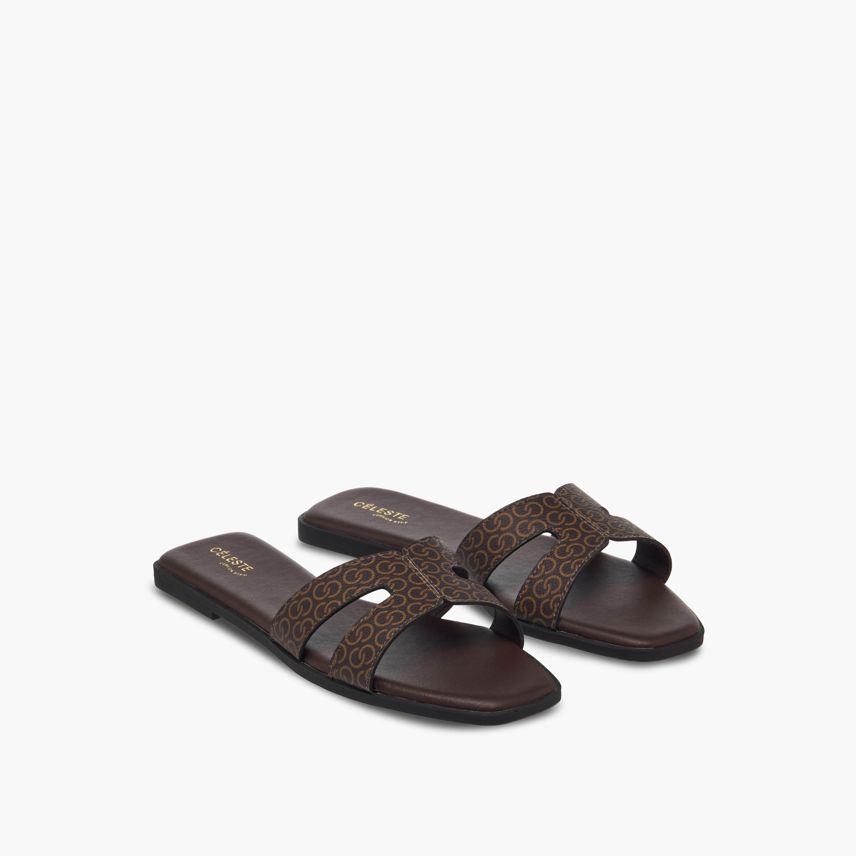 Celeste Women Monogram Print Flat Sandals-women-shoes-flats-sandals-image-1