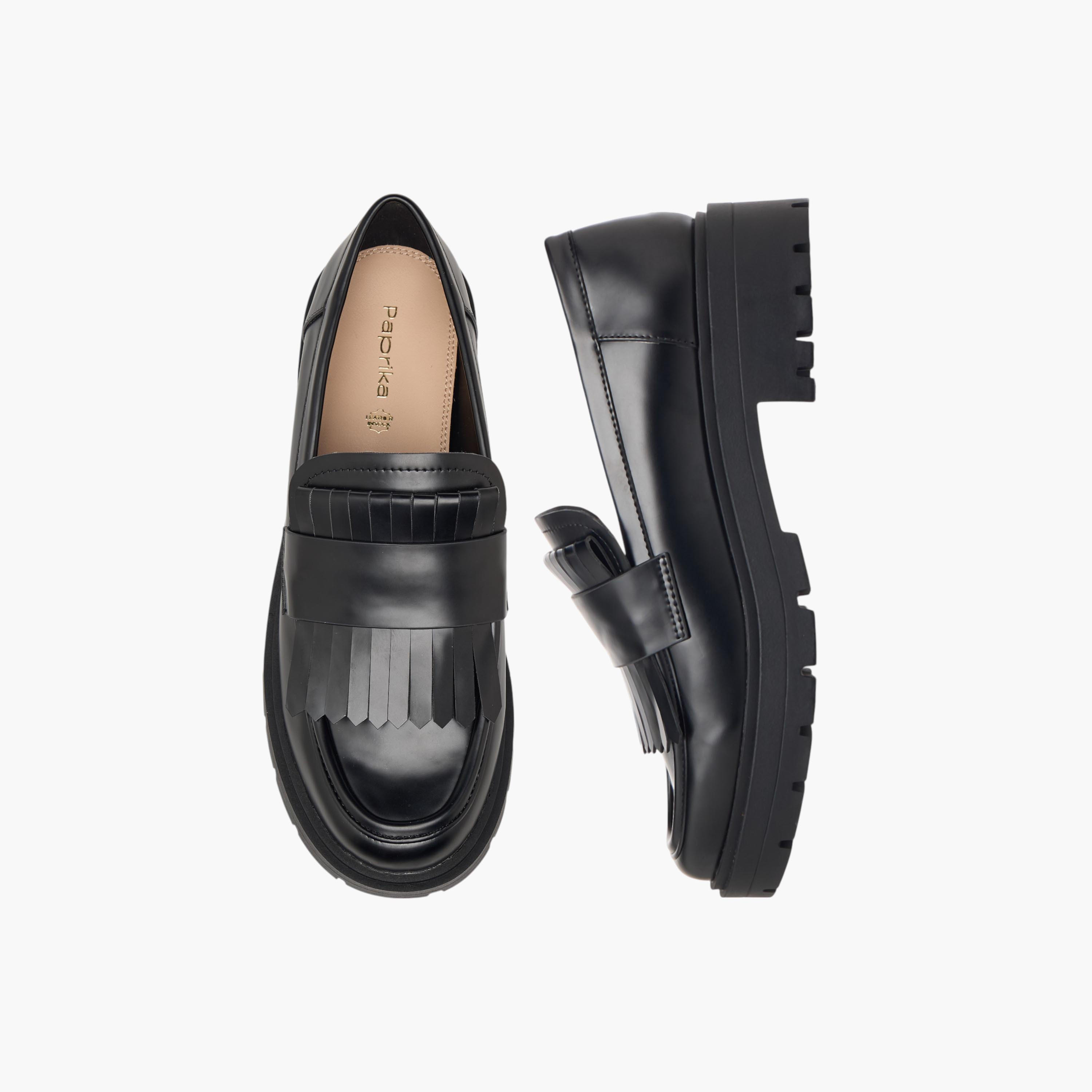 Paprika Fringe Detail Slip-On Loafers-women-shoes-heels-image-1