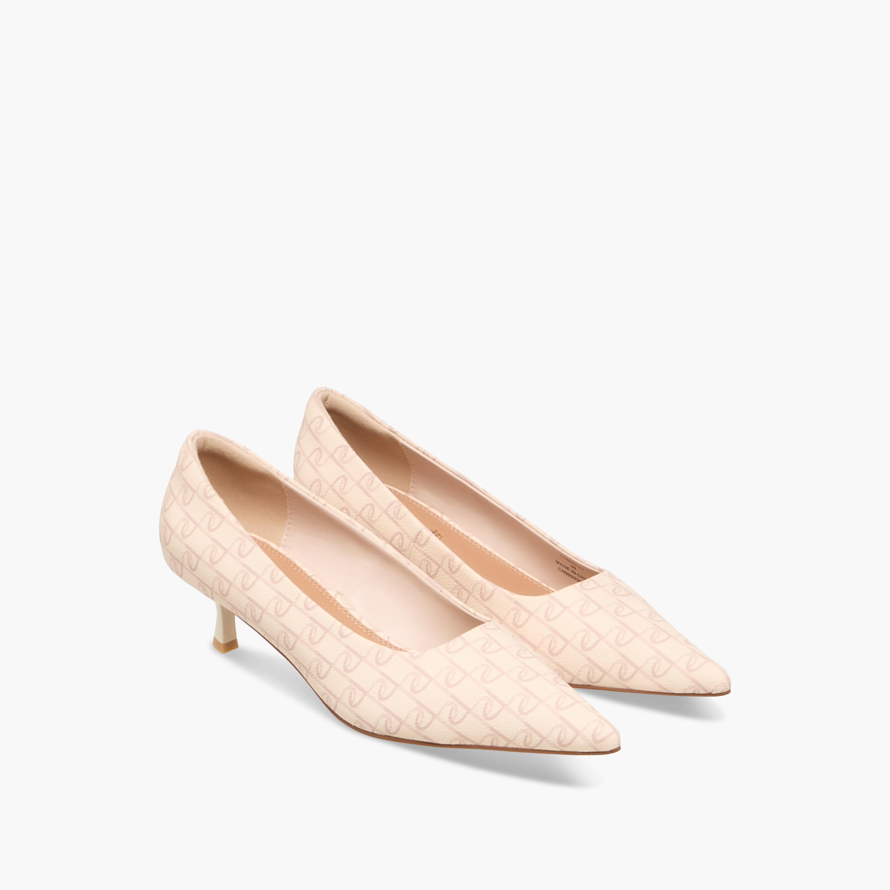 حذاء كلاسيكي سهل الارتداء بكعب صغير ومقدمة مدببة وطبعات مونوجرام من بابريكا-women-shoes-sandals-heeled-image-1