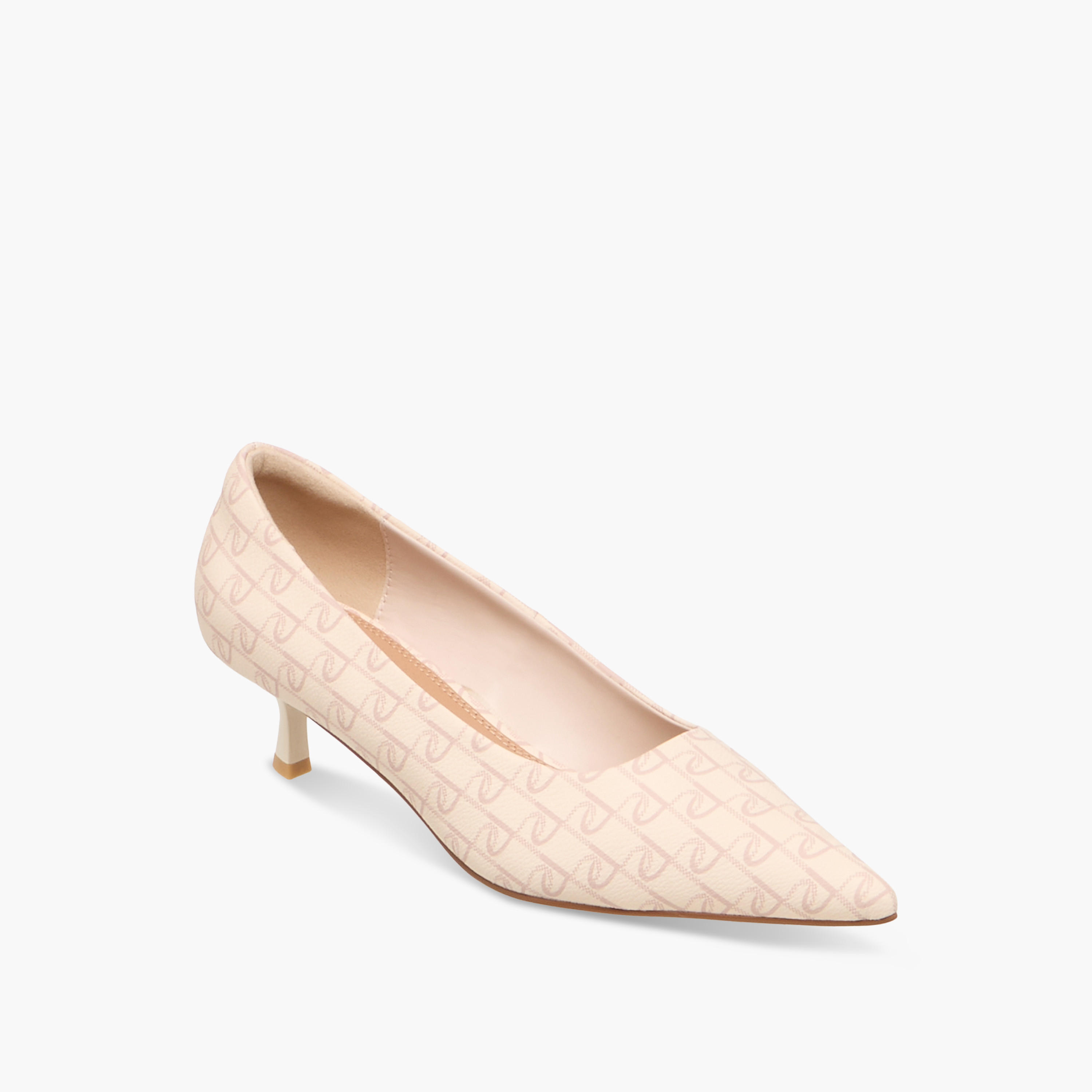 حذاء كلاسيكي سهل الارتداء بكعب صغير ومقدمة مدببة وطبعات مونوجرام من بابريكا-women-shoes-sandals-heeled-image-2