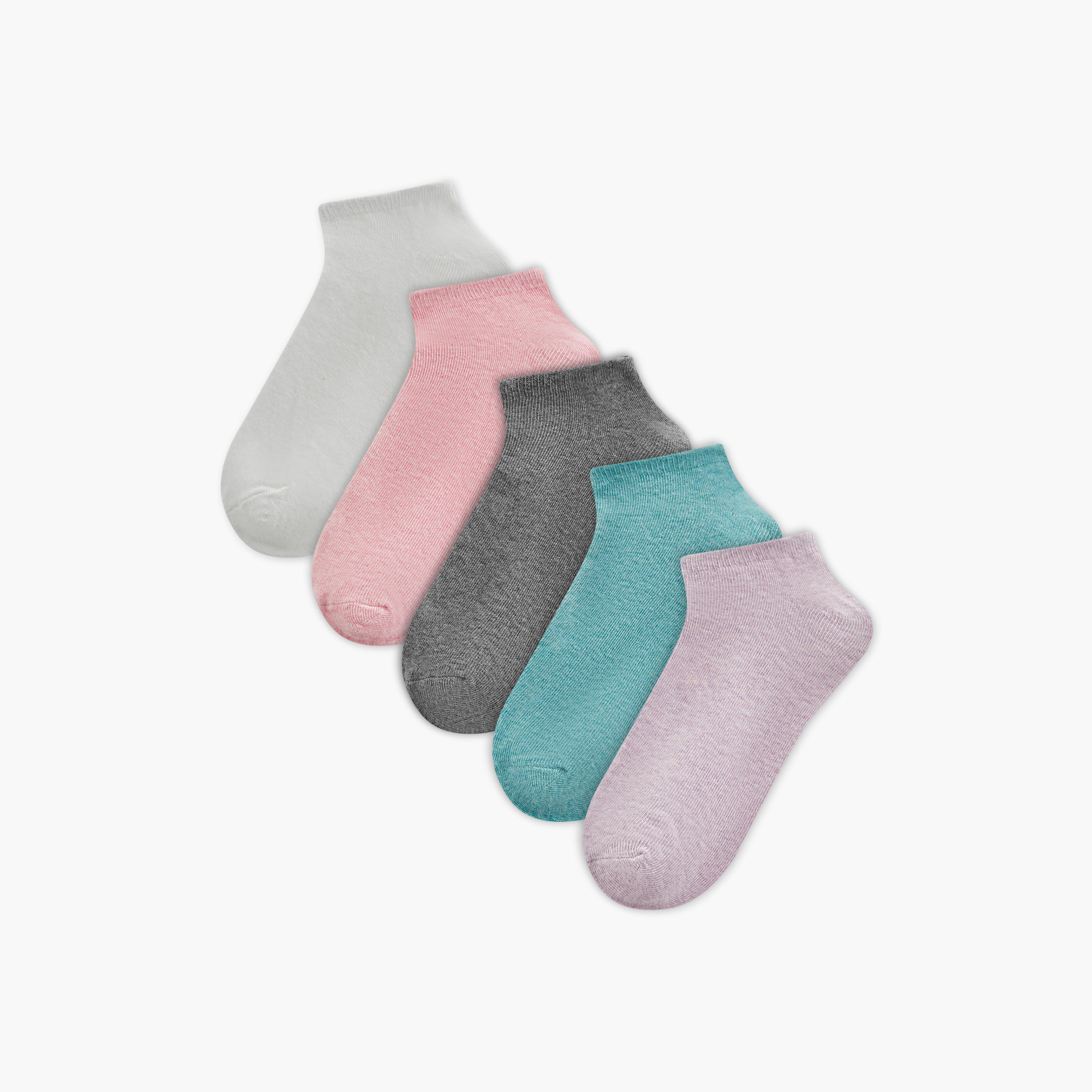 Gloo Solid Ankle Length Socks - Set of 5-women-socksandstockings-image-1