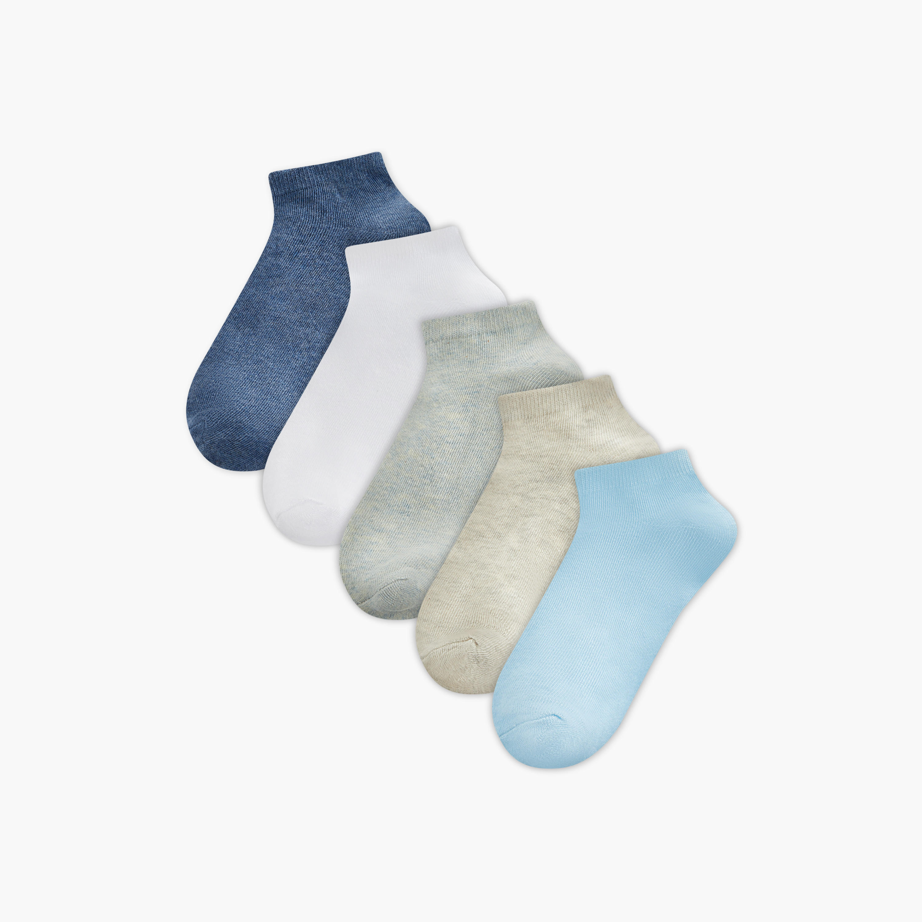 Gloo Solid Ankle Length Socks - Set of 5-women-socksandstockings-image-1