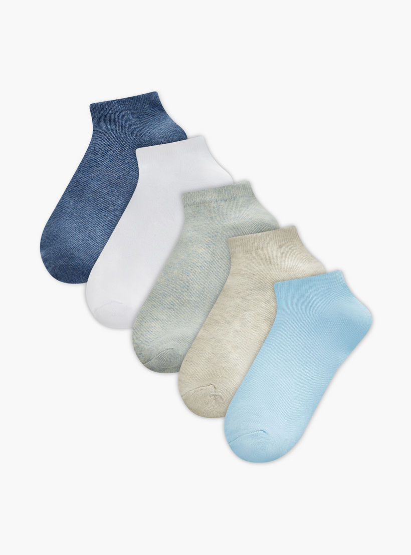 Gloo Solid Ankle Length Socks - Set of 5-women-socksandstockings-image-1