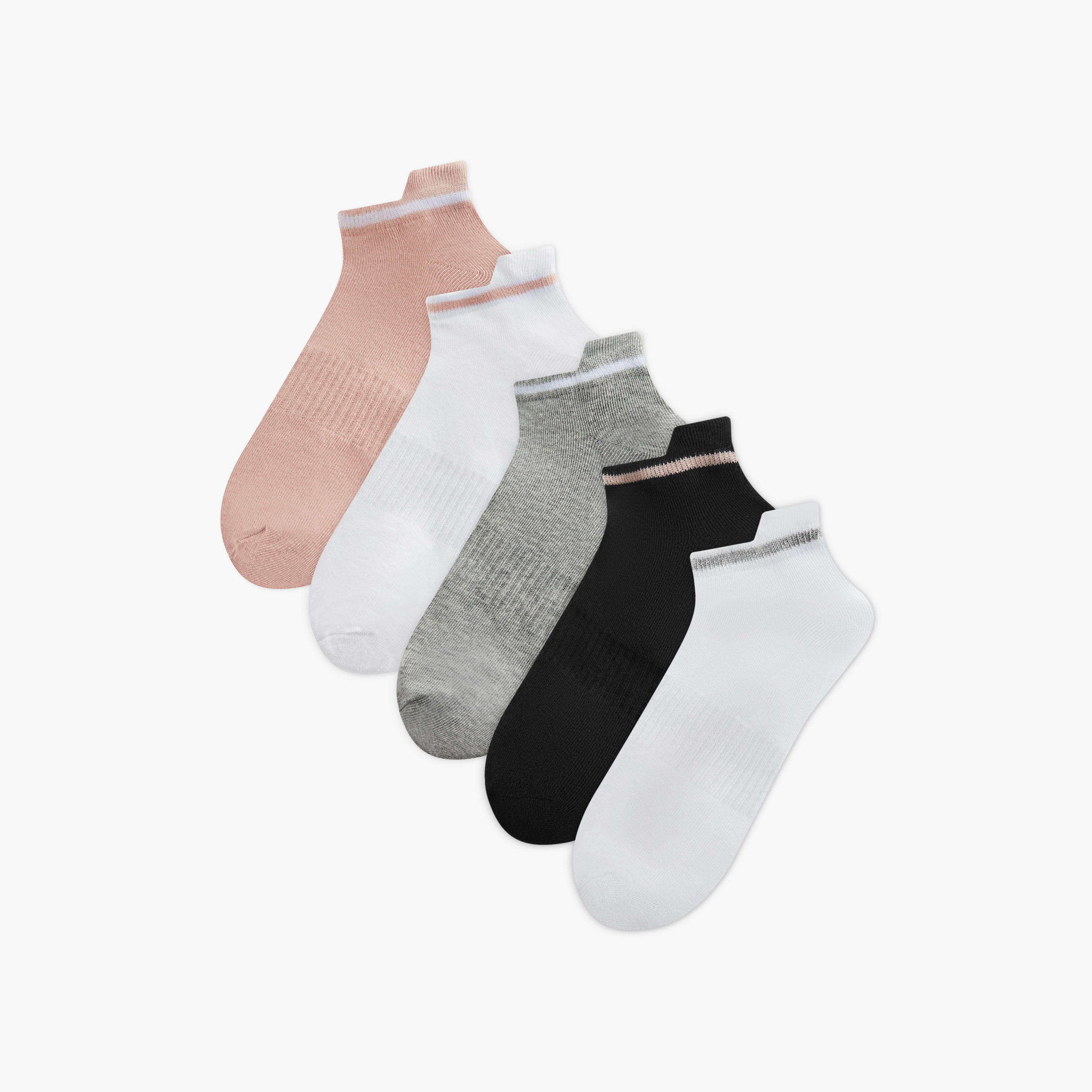 Gloo Solid Ankle Length Socks - Set of 5-women-socksandstockings-image-1