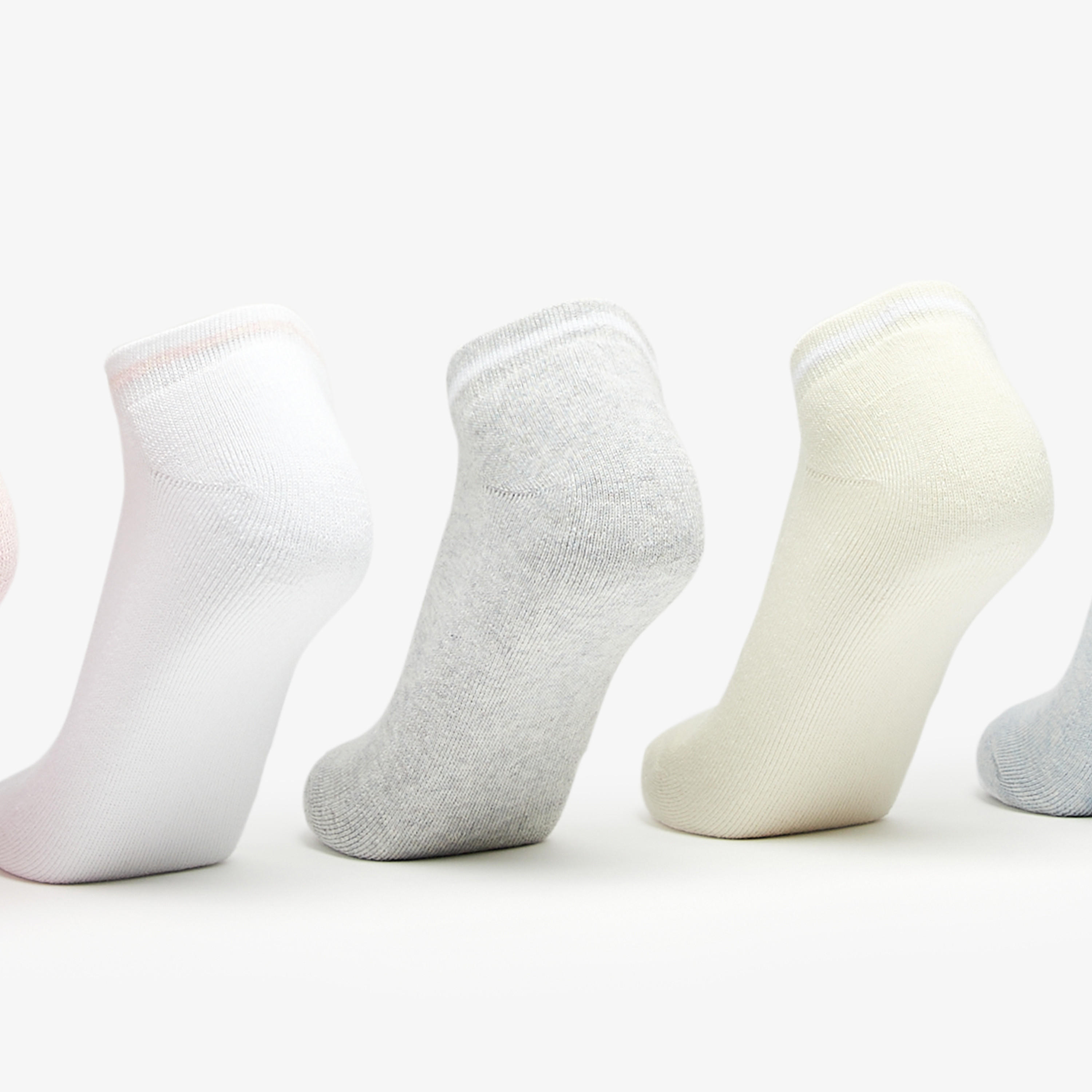 Gloo Solid Ankle Length Cushioned Socks - Set of 5-women-socksandstockings-image-2