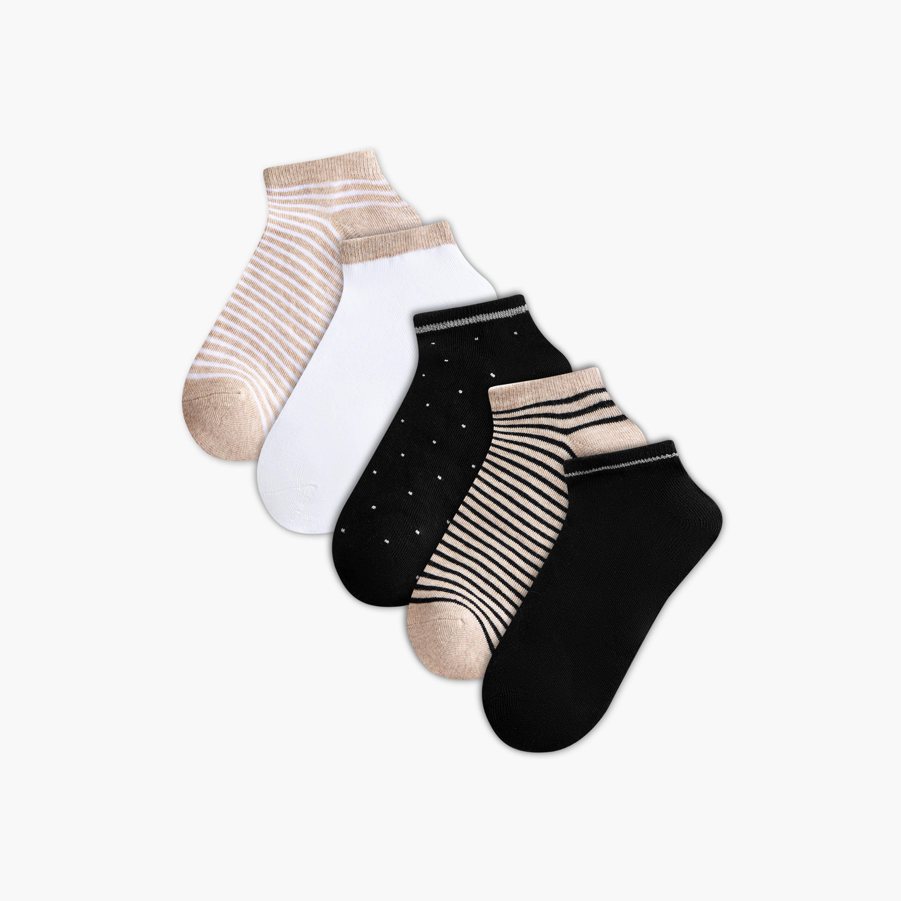 Gloo Assorted Ankle Length Socks - Set of 5-women-socksandstockings-image-1