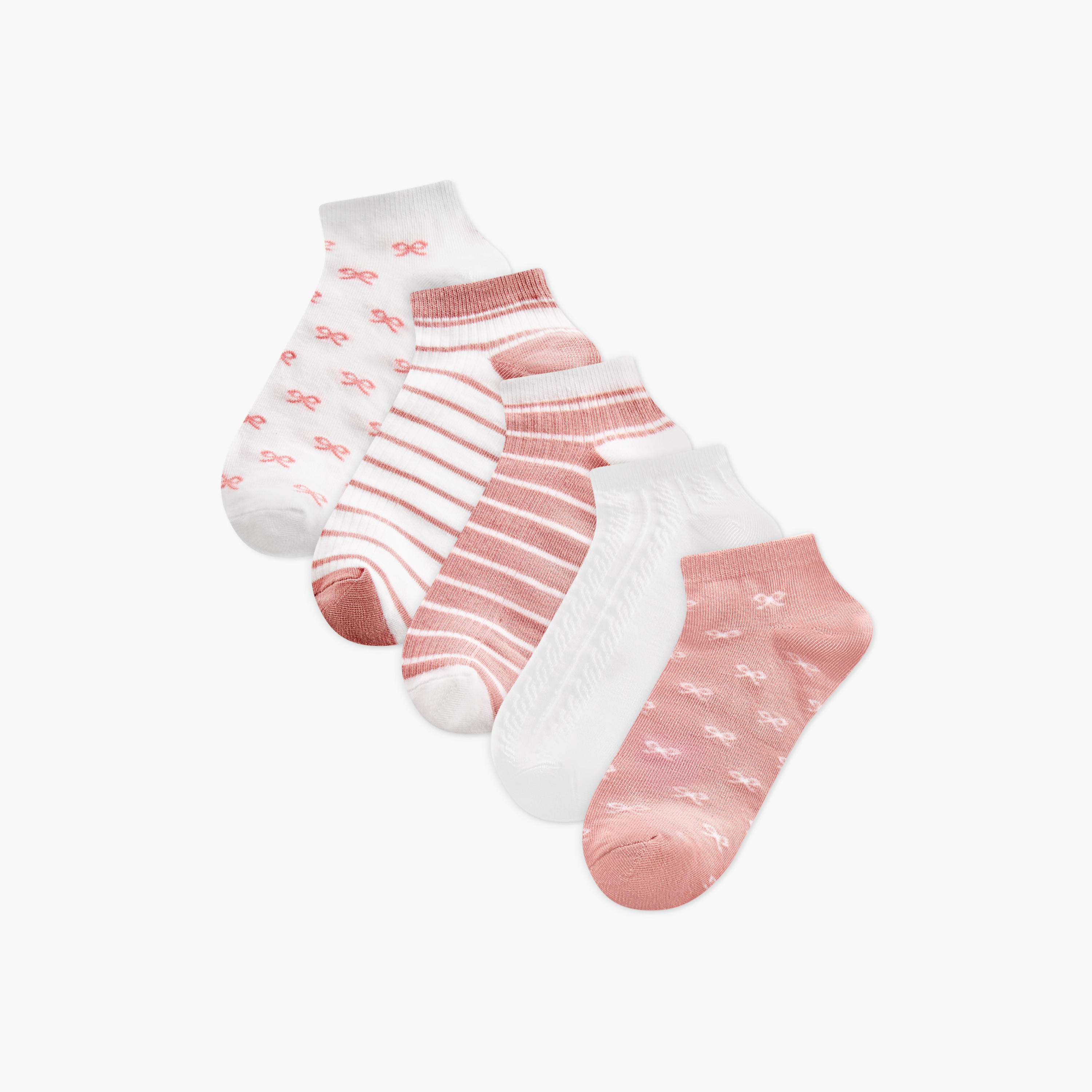 Gloo Printed Non-Terry Ankle Length Socks - Set of 5-women-socksandstockings-image-1