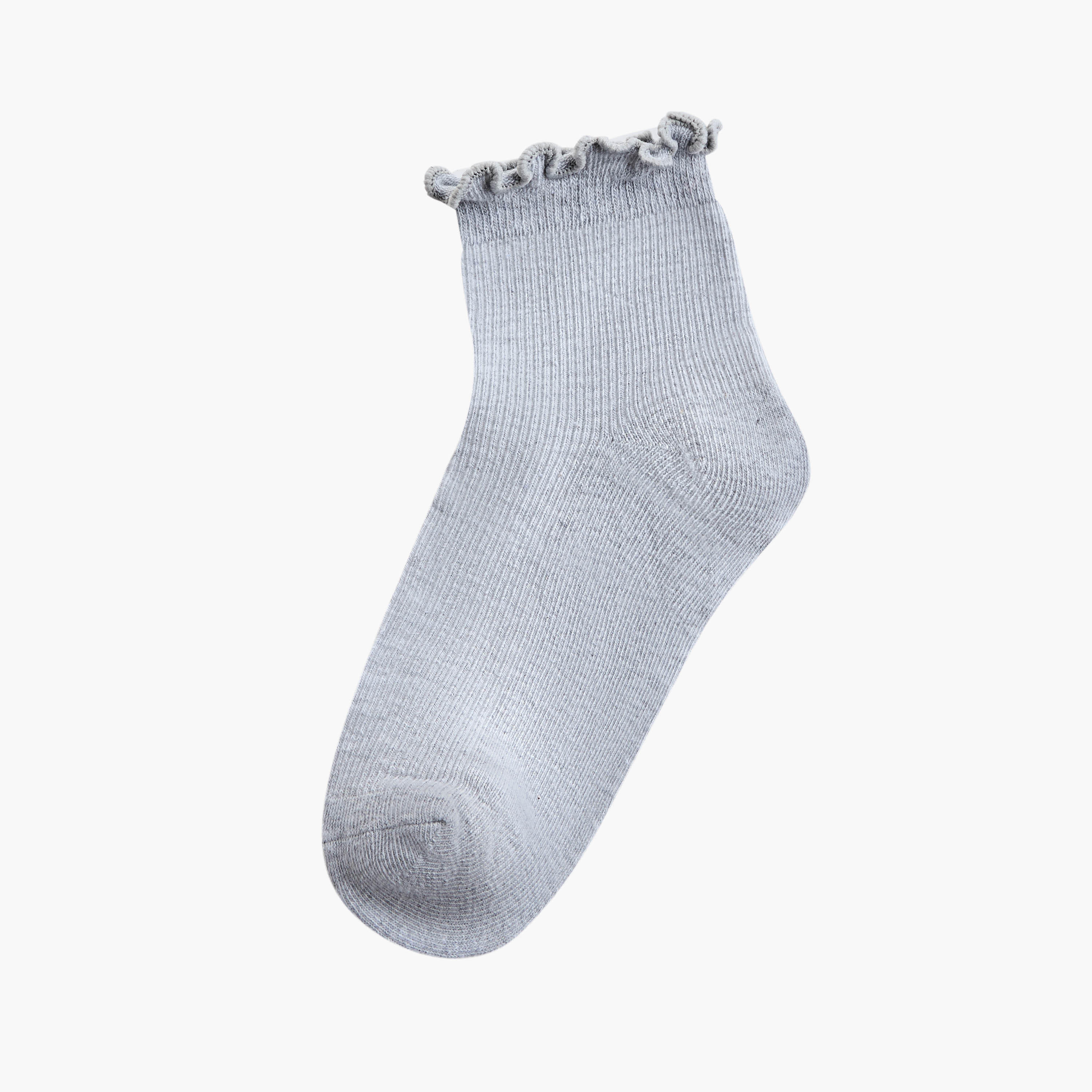 Gloo Pack of 5 Textured Ankle Length Socks with Scalloped Hem-women-socksandstockings-image-2