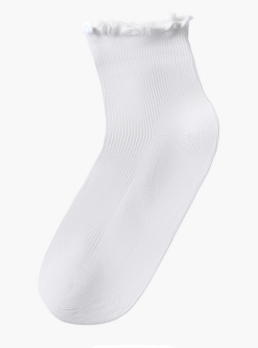 Gloo Pack of 5 Textured Ankle Length Socks with Scalloped Hem-women-socksandstockings-image-2