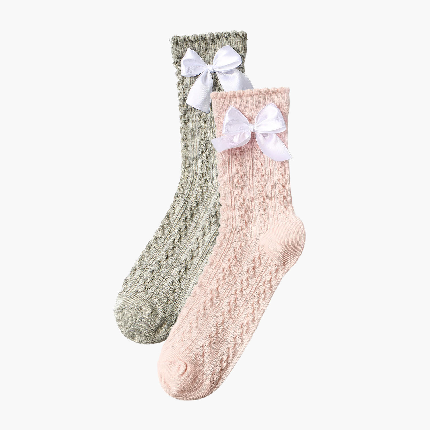 Little Missy Pack of 2 Girls Non Terry Socks Crew Length-girls-accessories-socks-image-1