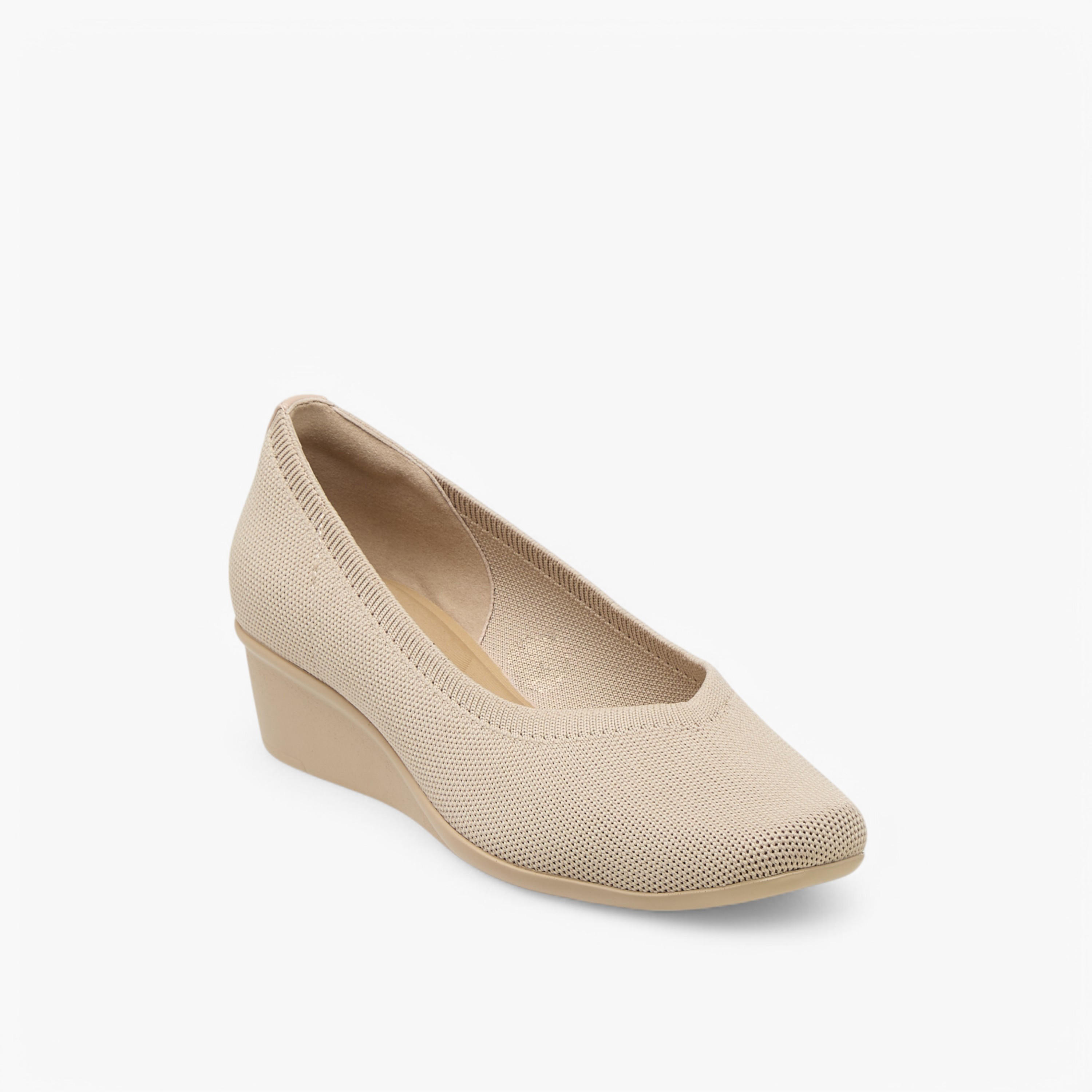 Le Confort Flyknit Textured Slip-On Comfort Ballerina Shoes with Wedge Heels-women-shoes-ballerinas-image-2