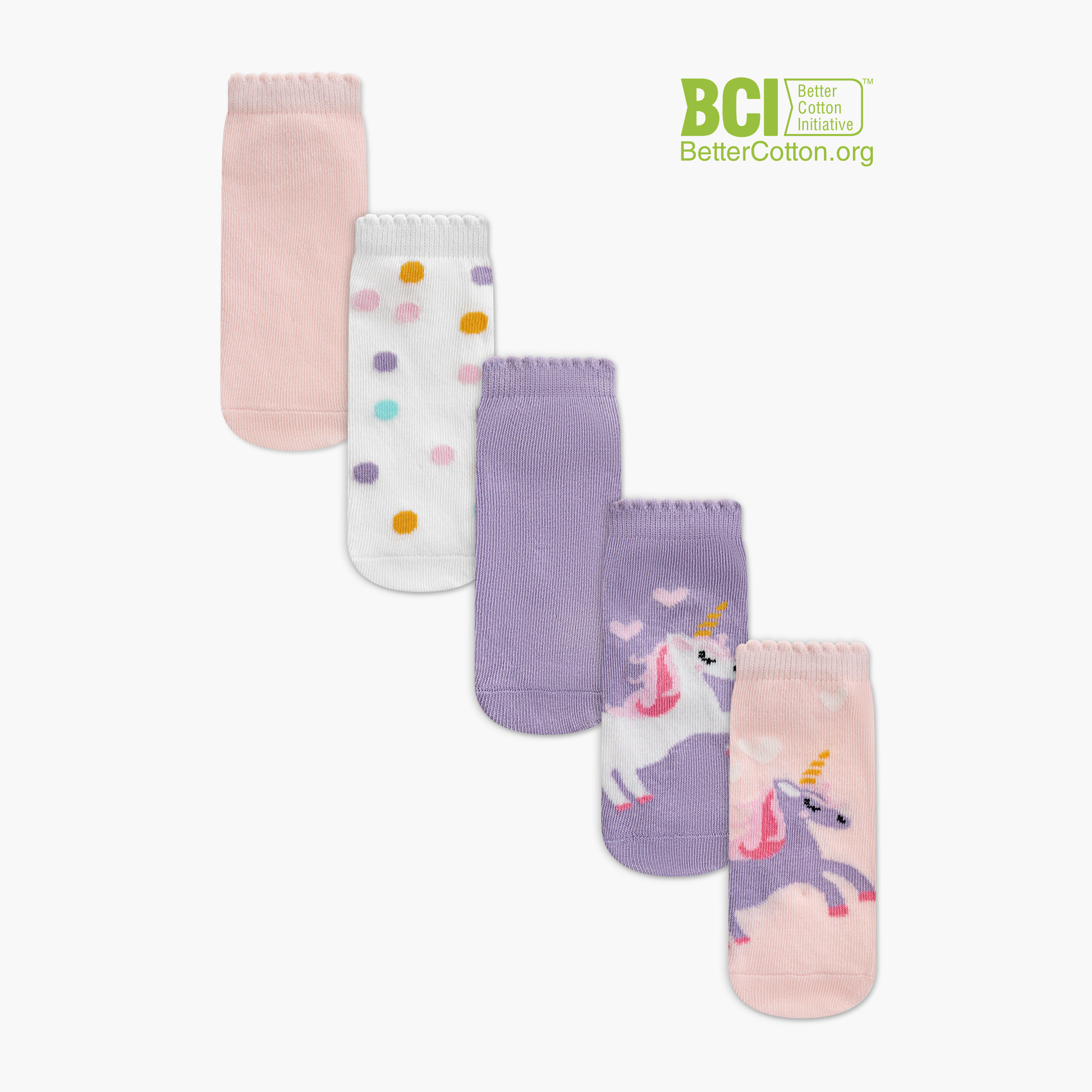 Little Missy Printed Ankle Length Non Terry Socks - Set of 5-girls-accessories-socks-image-1