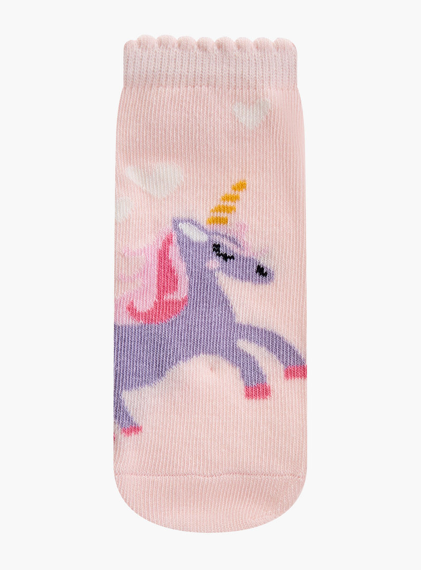 Little Missy Printed Ankle Length Non Terry Socks - Set of 5-girls-accessories-socks-image-2